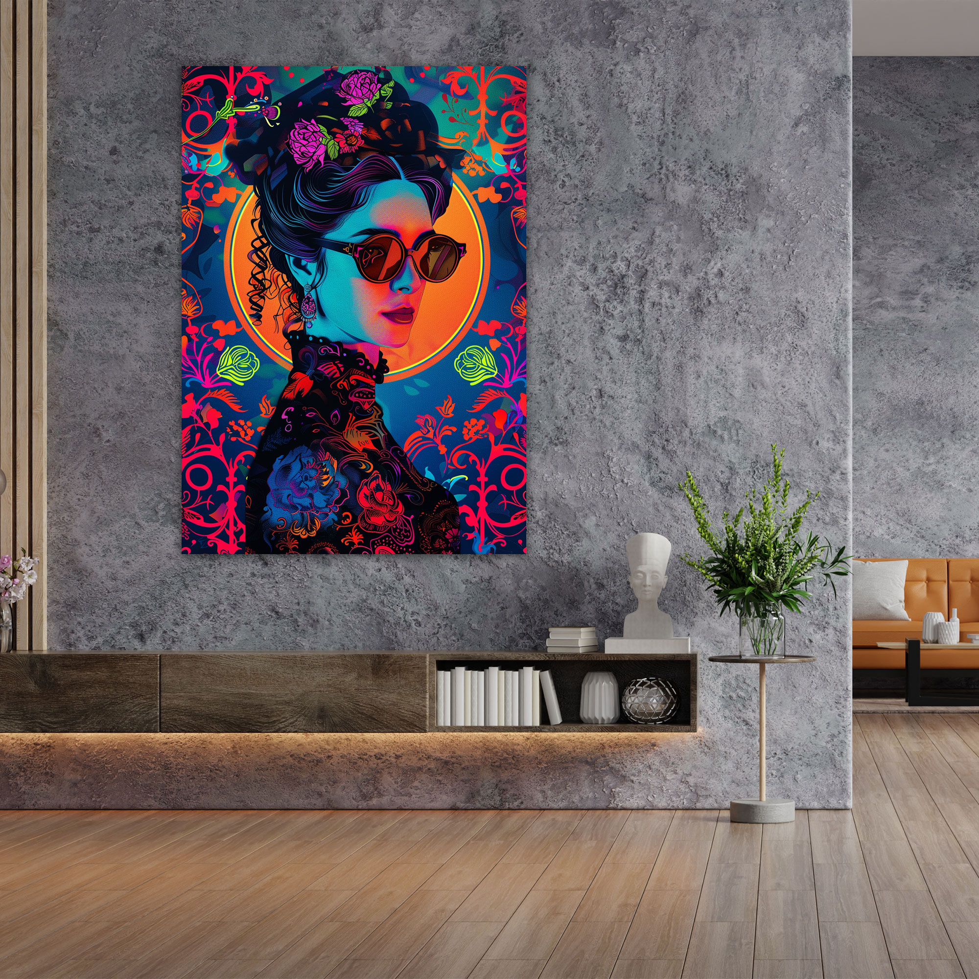Neon Victorian Lady Wall Decoration - Classicism And Popart, Home Decoration, Canvas Wall Art, Wall Decoration