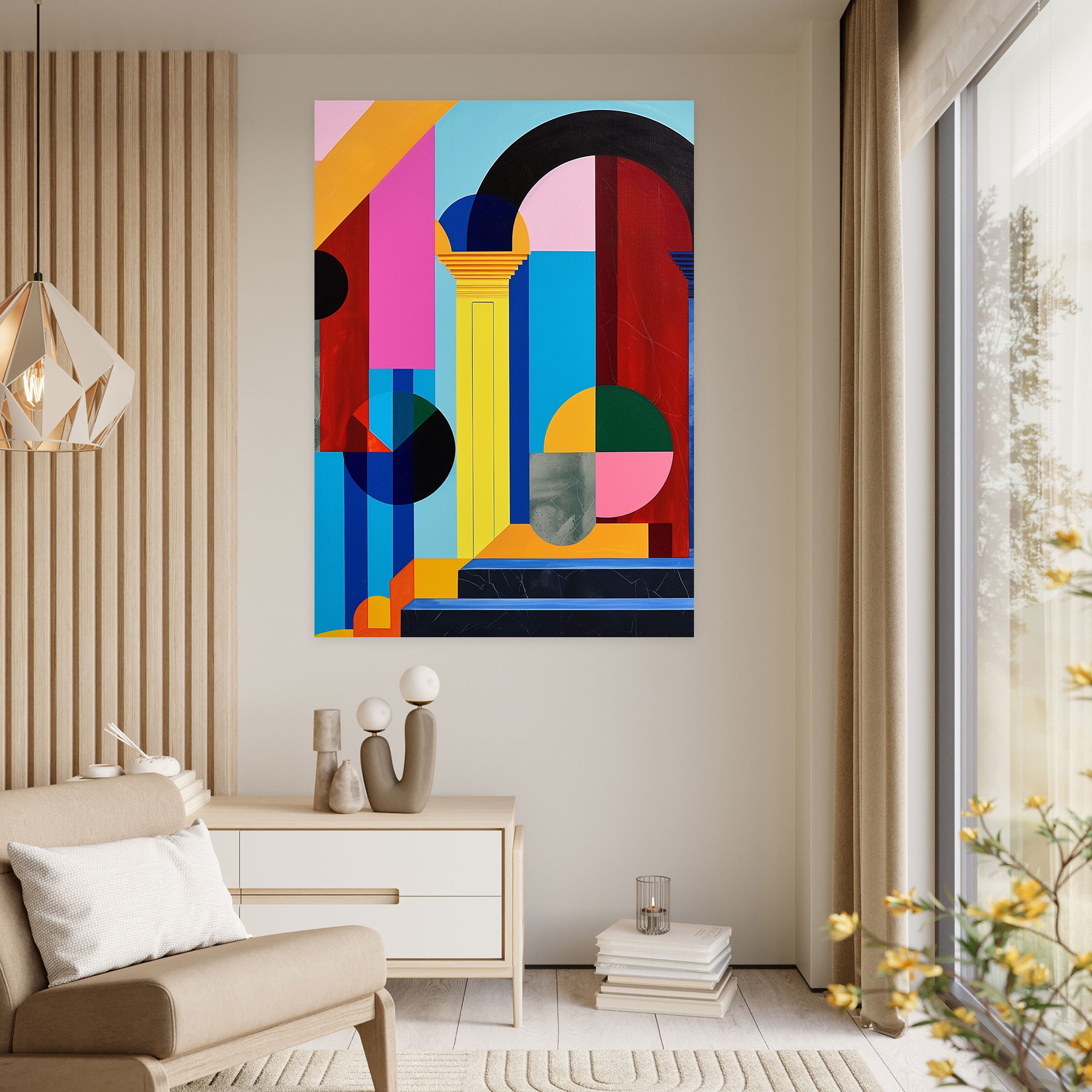 Neon Geometry Wall Art - Classicism And Popart, Wall Art, Home Decoration, Canvas Wall Art