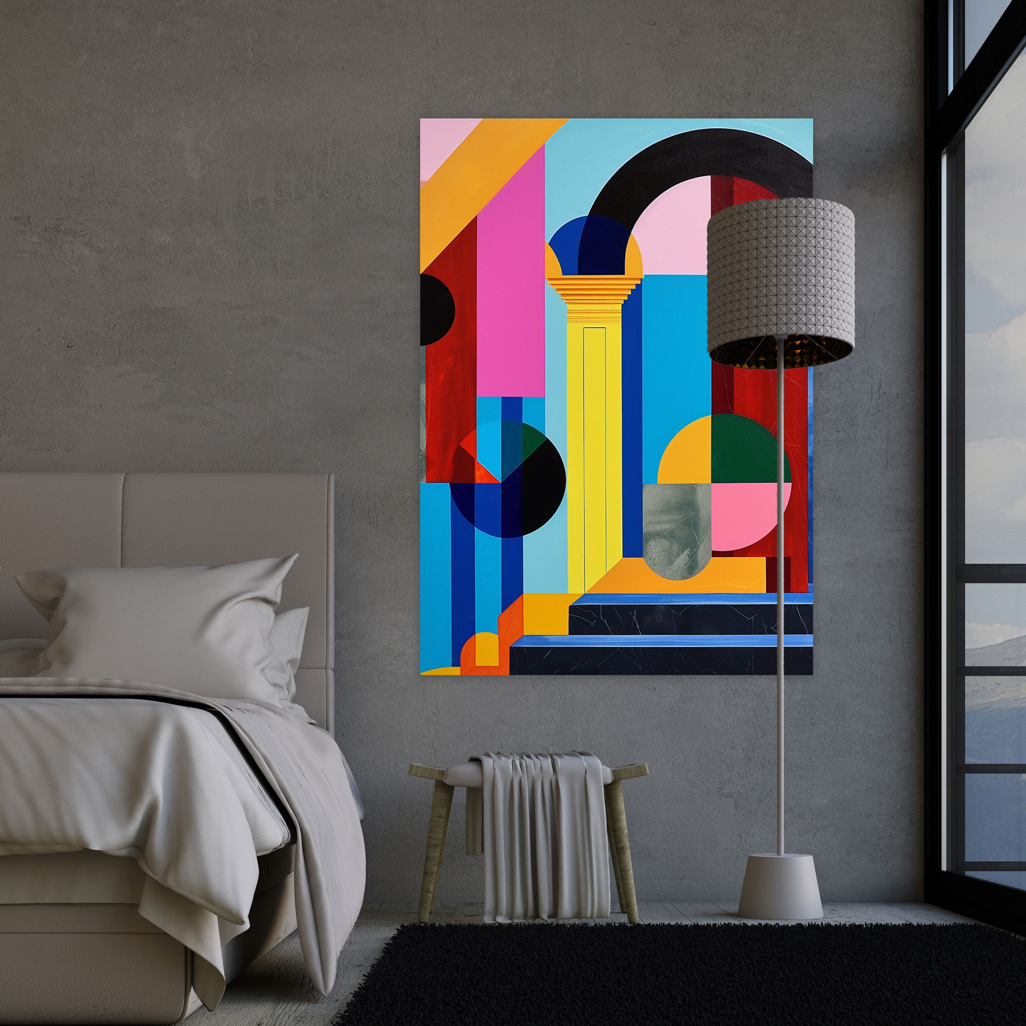Neon Geometry Wall Art - Classicism And Popart, Wall Art, Home Decoration, Canvas Wall Art
