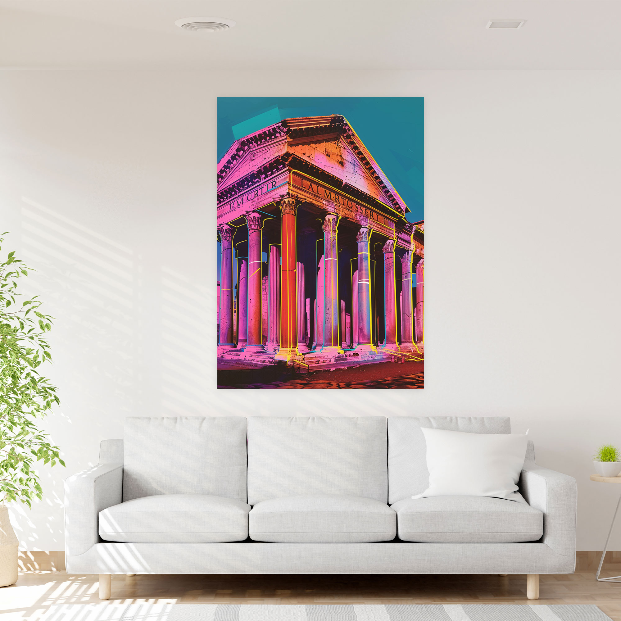 Neon Roman Architecture Wall Decoration - Classicism And Popart, Home Decoration, Wall Decoration, Canvas