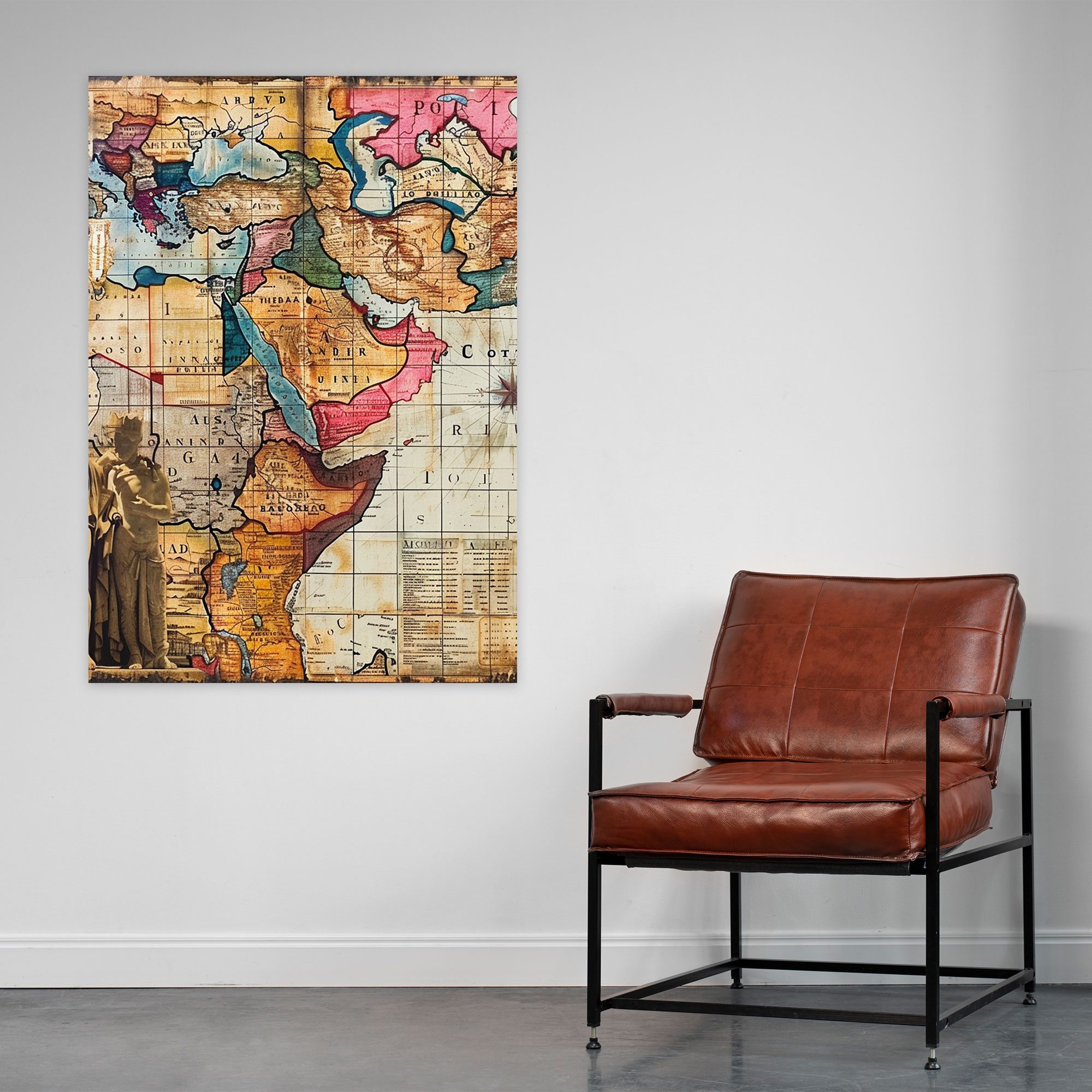 Modern Map Canvas Print - Classicism And Popart, Home Decoration, Canvas, Wall Decoration