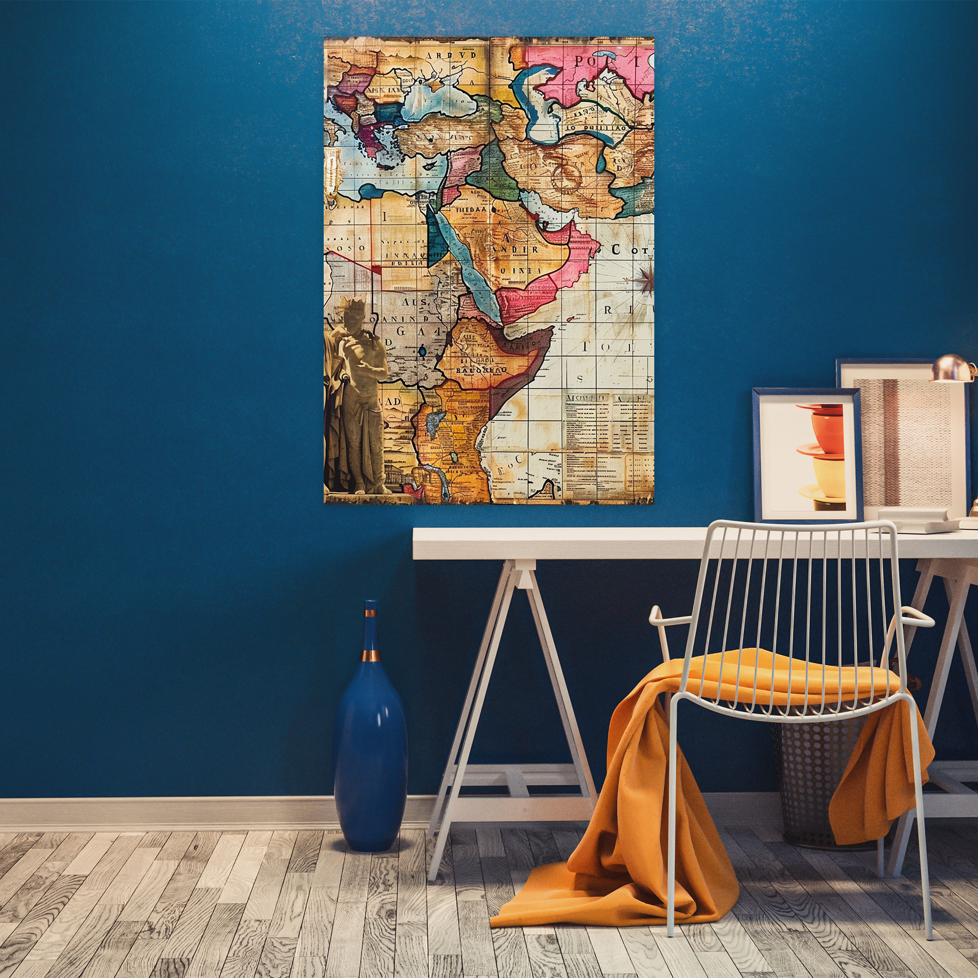 Modern Map Canvas Print - Classicism And Popart, Home Decoration, Canvas, Wall Decoration