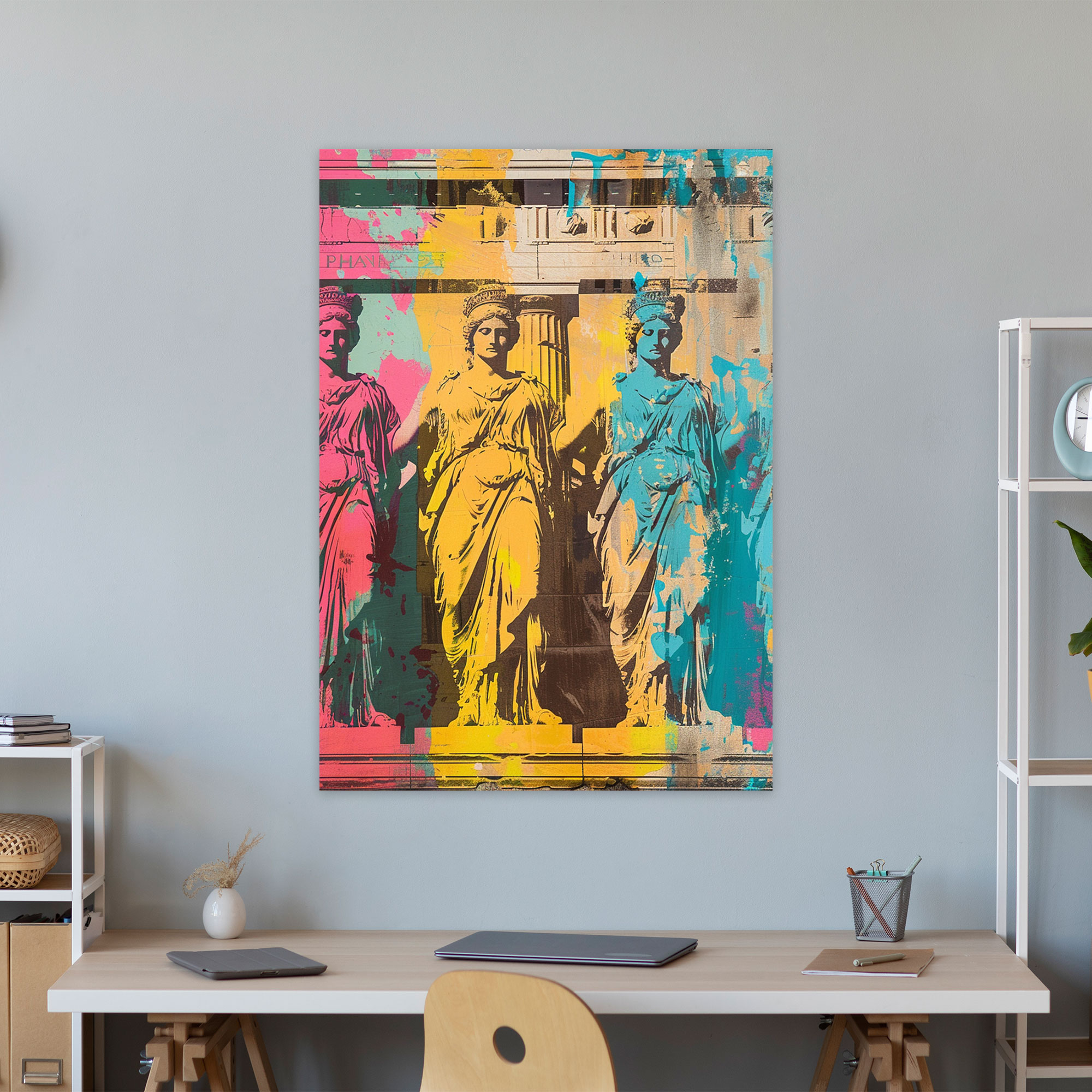 Greek Statues Canvas Print - Classicism And Popart, Canvas, Wall Decoration, Combine Classicism With Pop Art