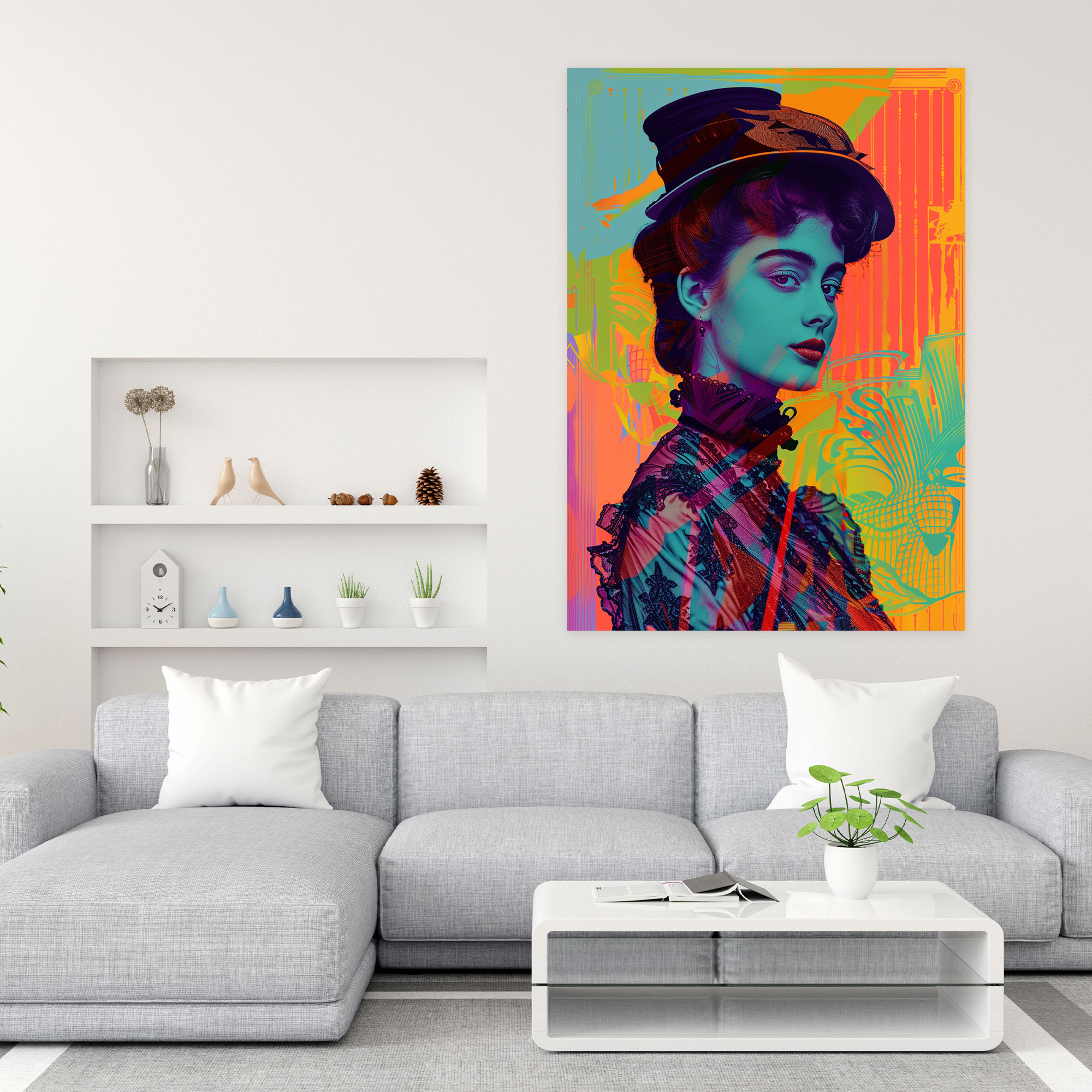 Victorian Pop Art Canvas Print - Classicism And Popart, Victorian Portrait, Canvas Wall Art, Pop Art Colors