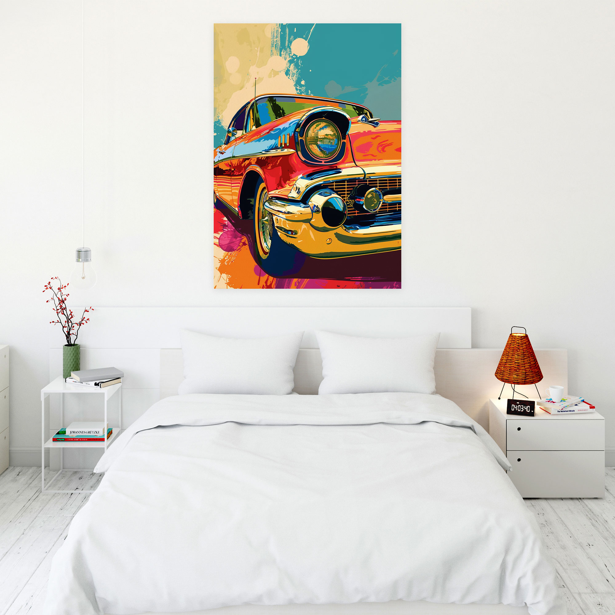 Klasik Pop Art Retro Araba Kanvas Tablo - Klasik ve Popart Kanvas Duvar Sanatı Kanvas Tablo Klasikizmi Pop Sanat'la Bir Araya Getiriyor