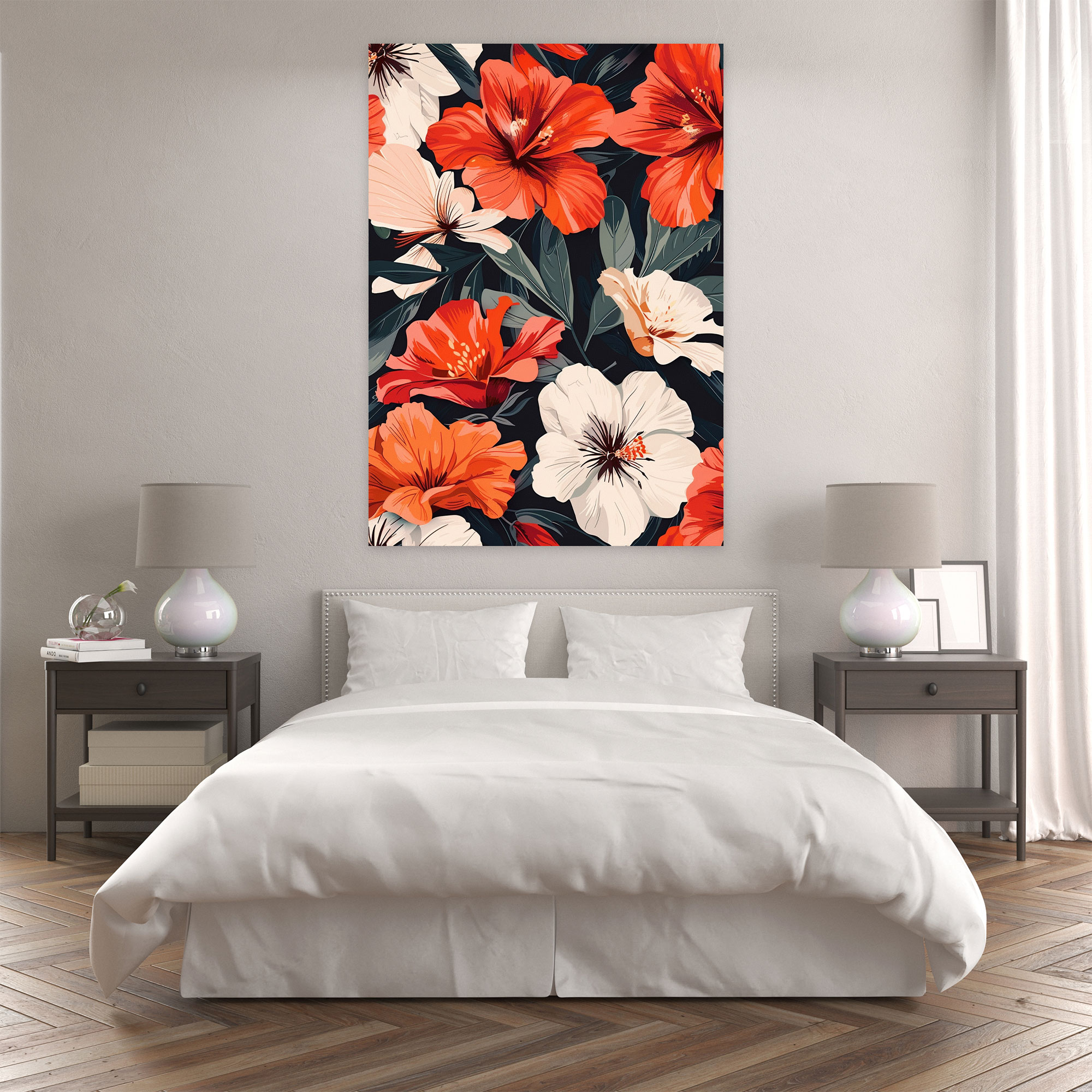 Pop Art Floral Pattern Canvas Print - Classicism And Popart, Canvas Wall Art, Wall Decoration, Combine Classicism With Pop Art