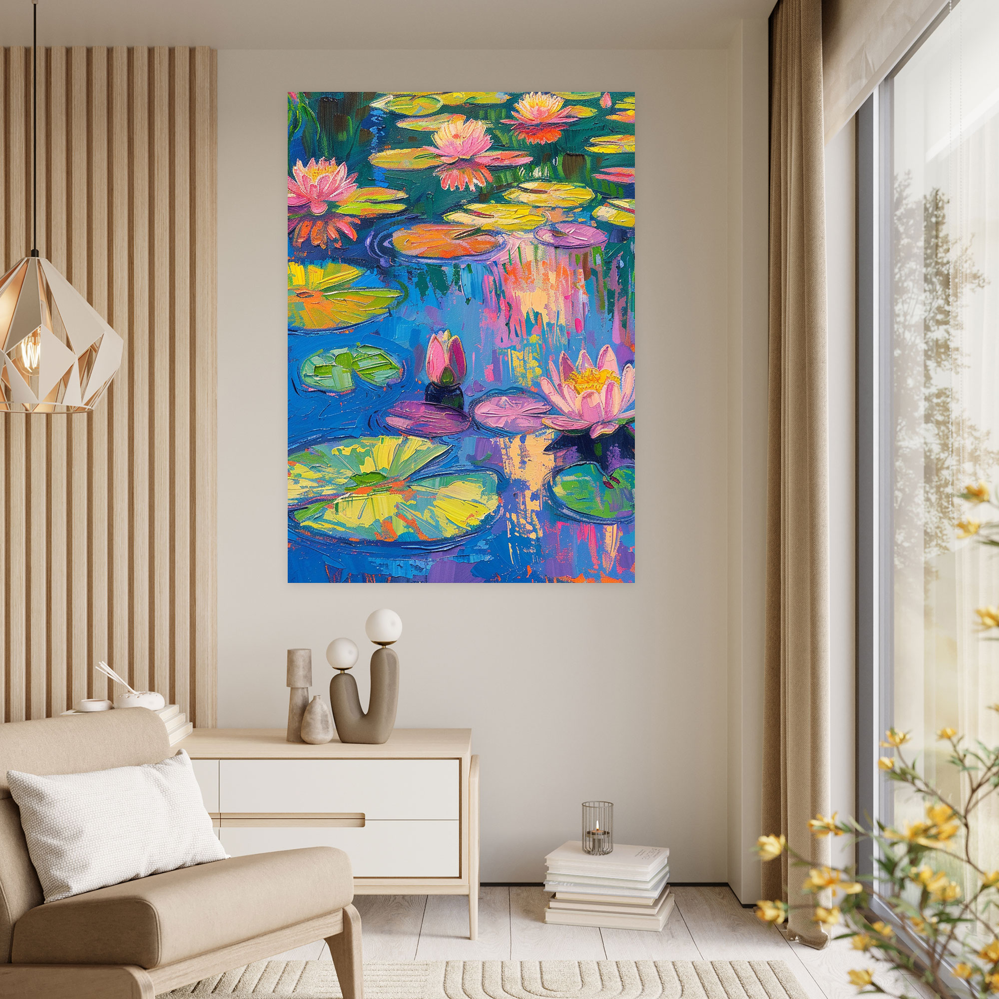 Water Lilies Remix Canvas Print - Classicism And Popart, Home Decoration, Canvas, Canvas Wall Art