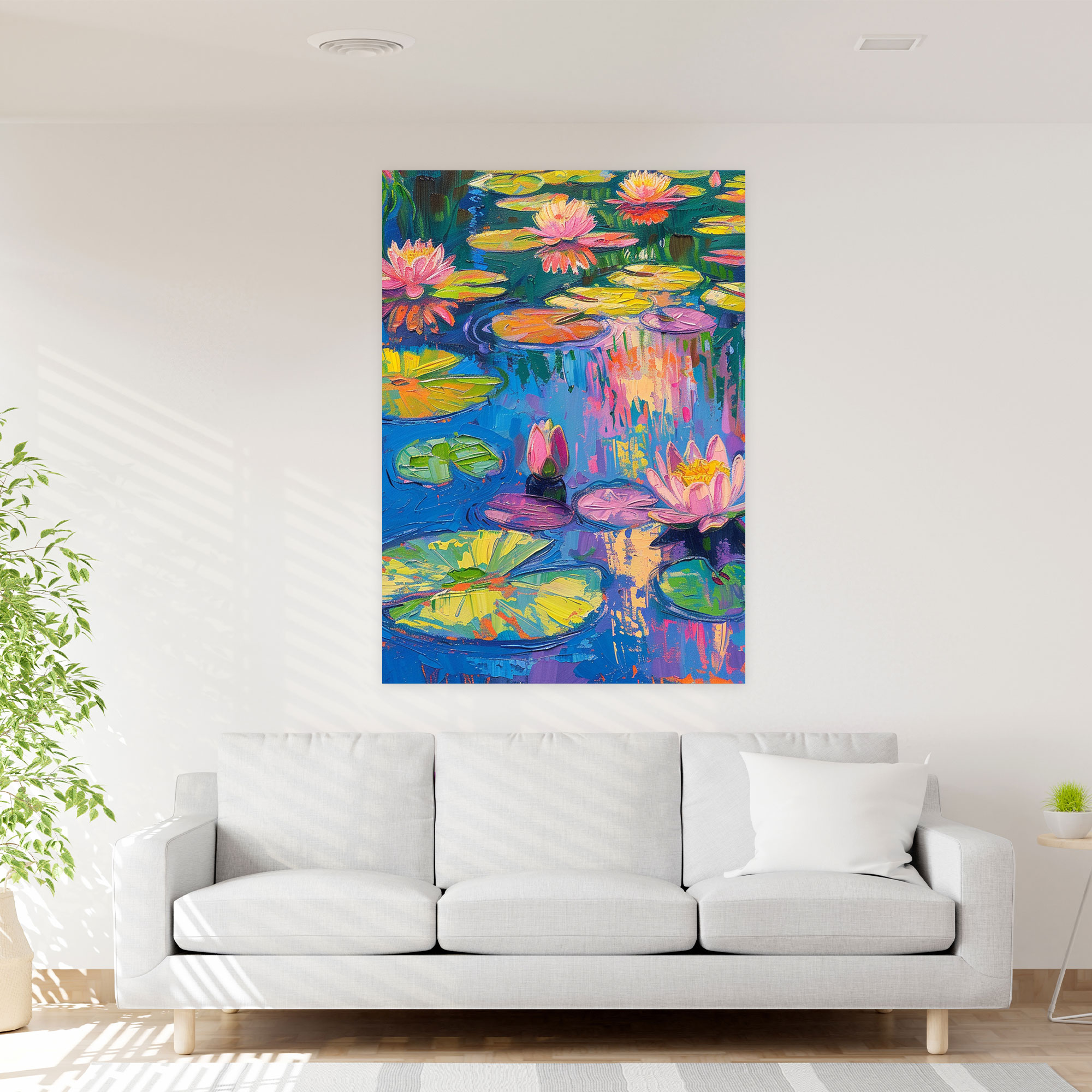 Water Lilies Remix Canvas Print - Classicism And Popart, Home Decoration, Canvas, Canvas Wall Art