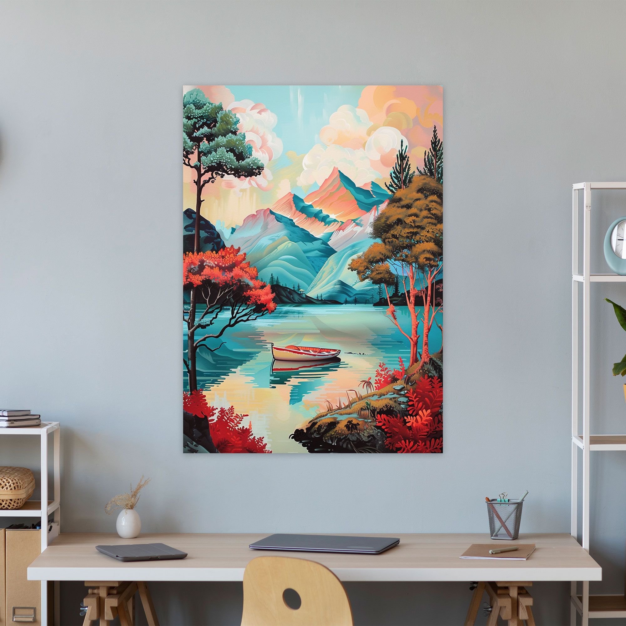 Vintage Pop Art Landscape Canvas Print - Classicism And Popart, Canvas Wall Art, Vintage Pop Art Landscape, Wall Art