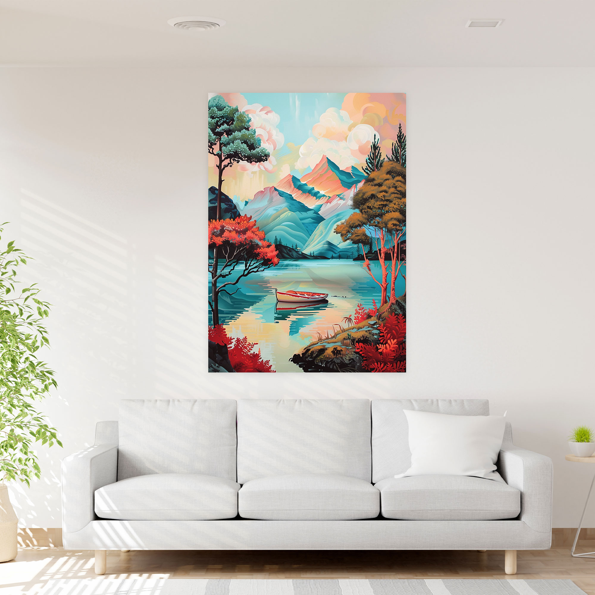 Vintage Pop Art Landscape Canvas Print - Classicism And Popart, Canvas Wall Art, Vintage Pop Art Landscape, Wall Art