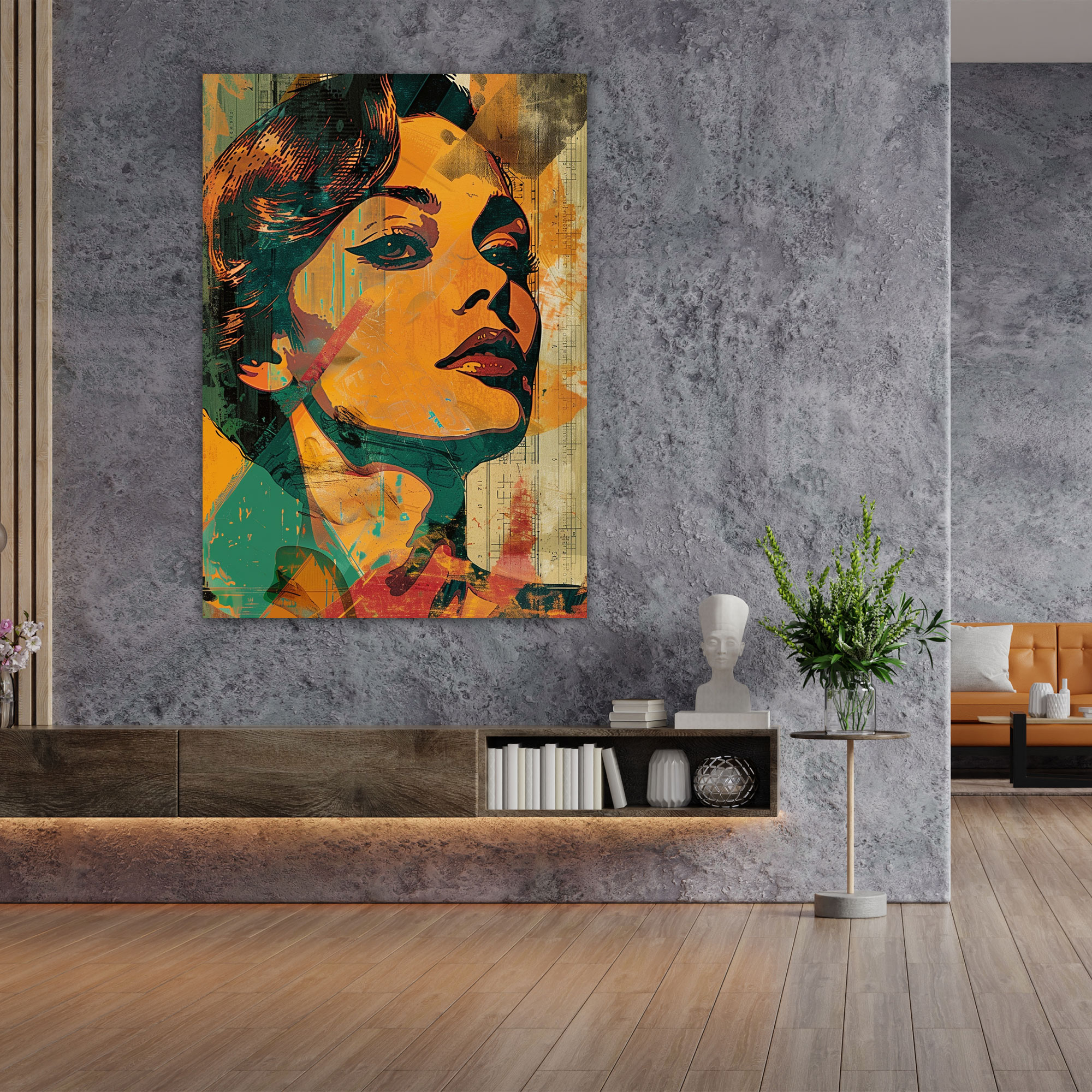 Vintage Pop Art Portrait Canvas Print - Classicism And Popart, Home Decoration, Combine Classicism With Pop Art, Wall Art