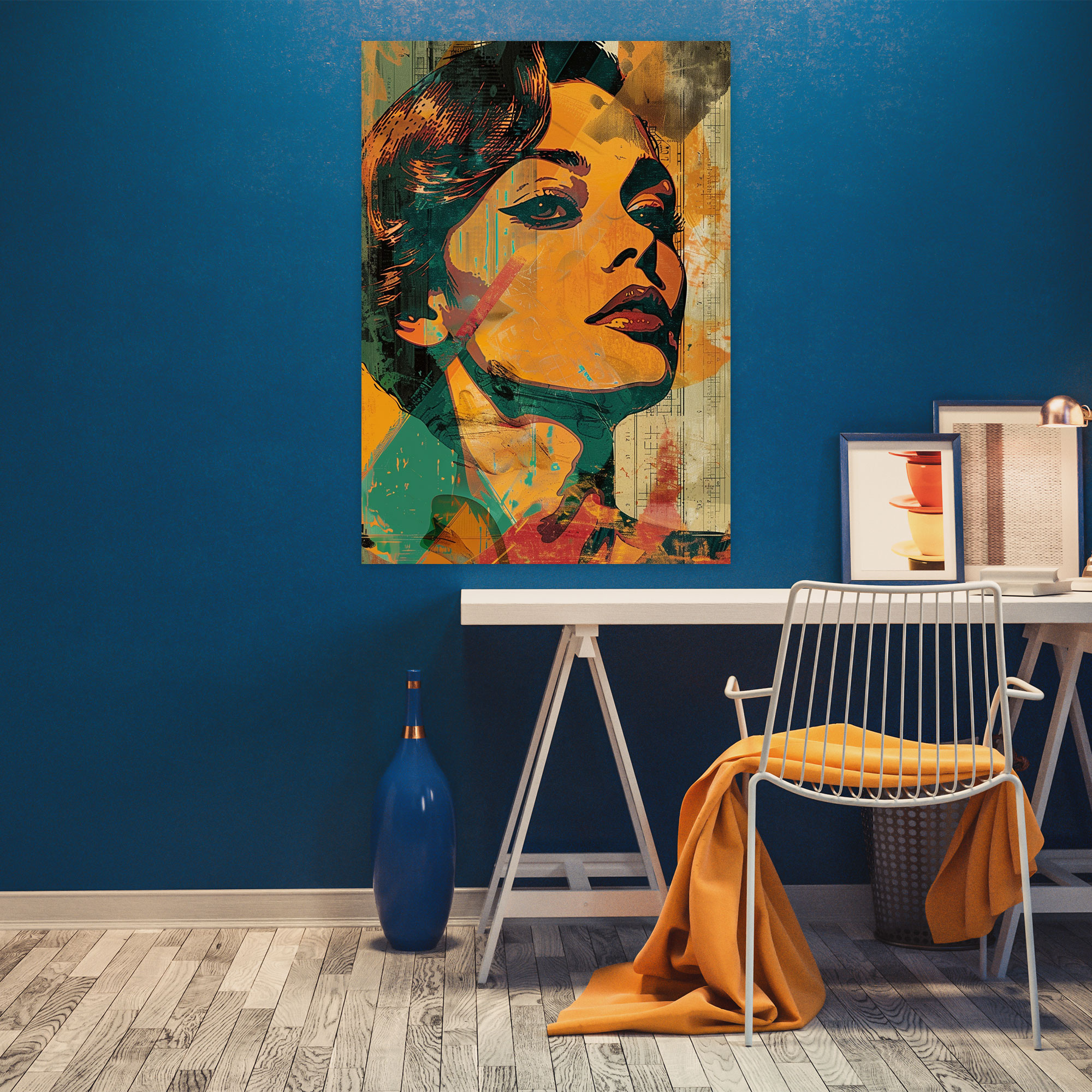Vintage Pop Art Portrait Canvas Print - Classicism And Popart, Home Decoration, Combine Classicism With Pop Art, Wall Art