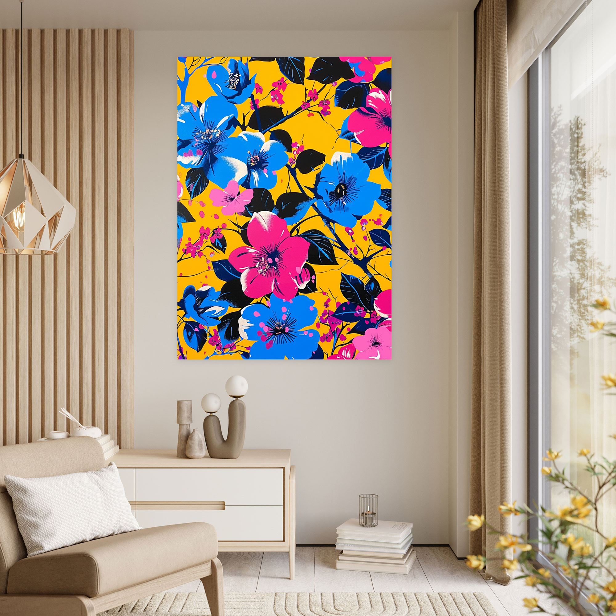 Pop Art Floral Pattern Wall Art - Classicism And Popart, Canvas, Home Decoration, Pop Art Floral Pattern