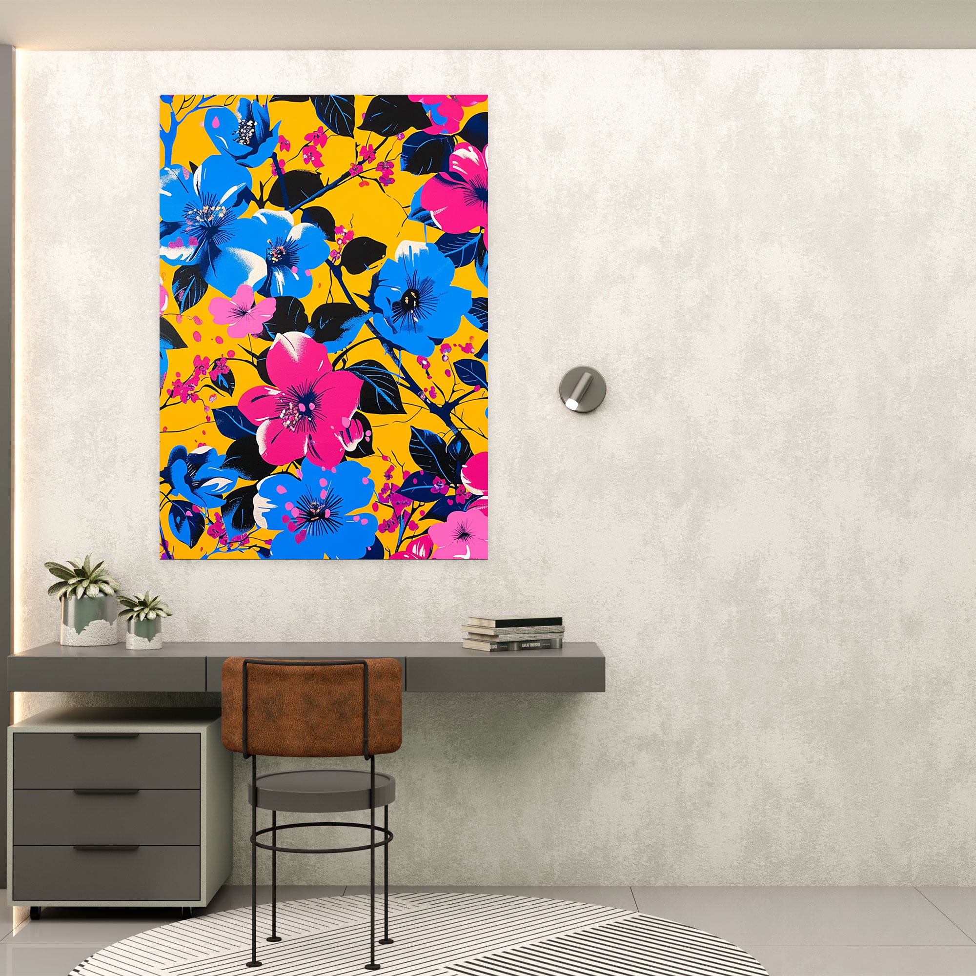 Pop Art Floral Pattern Wall Art - Classicism And Popart, Canvas, Home Decoration, Pop Art Floral Pattern