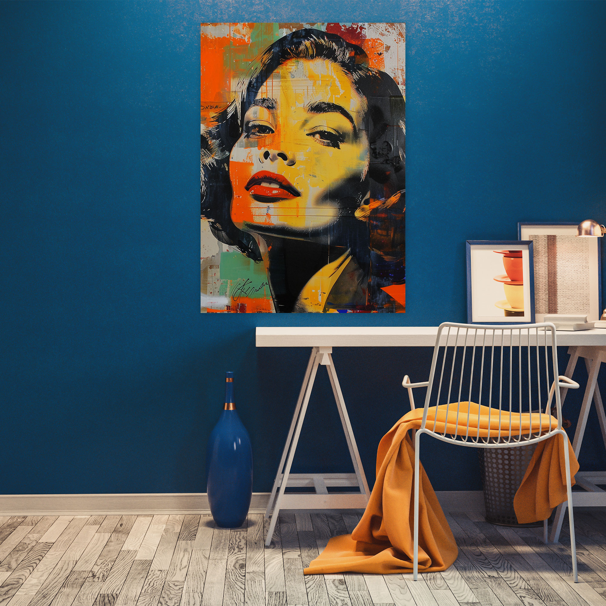 Pop Art Portre Boyama Kanvas Tablo - Klasik ve Popart Ev Dekorasyonu Kanvas