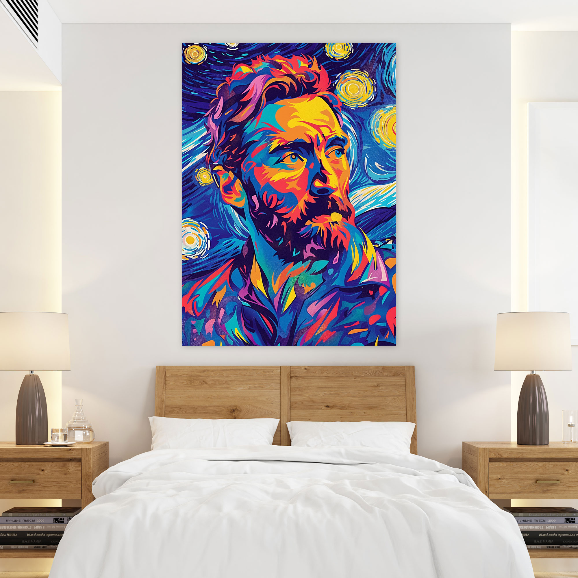 Pop Art Gökyüzündeki Yıldızlı Gece Duvar Sanatı - Klasik ve Popart Ev Dekorasyonu Kanvas Tablo Sanatı