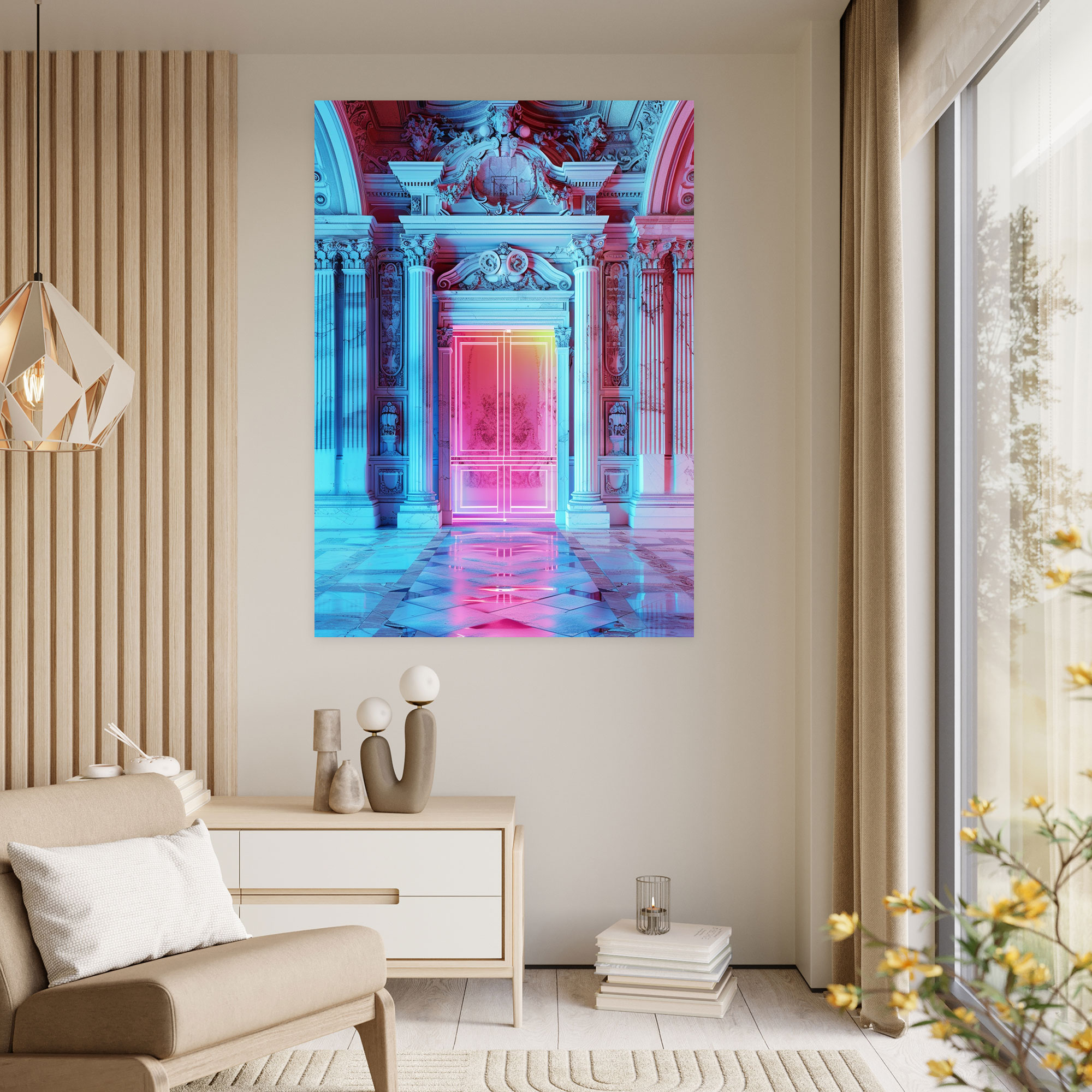 Neon Baroque Fusion Wall Decoration - Classicism And Popart, Canvas, Neon Baroque Fusion, Wall Decoration