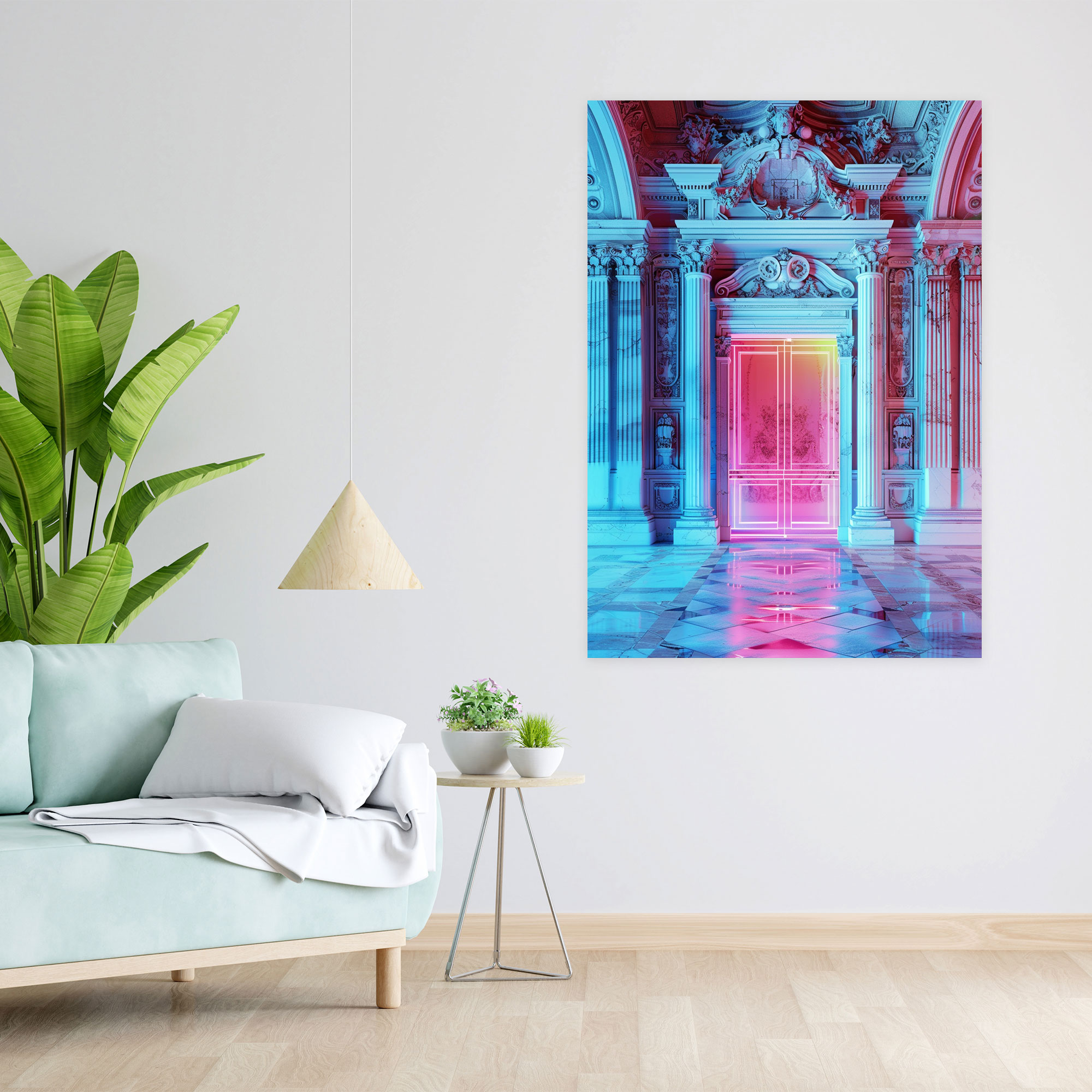 Neon Baroque Fusion Wall Decoration - Classicism And Popart, Canvas, Neon Baroque Fusion, Wall Decoration