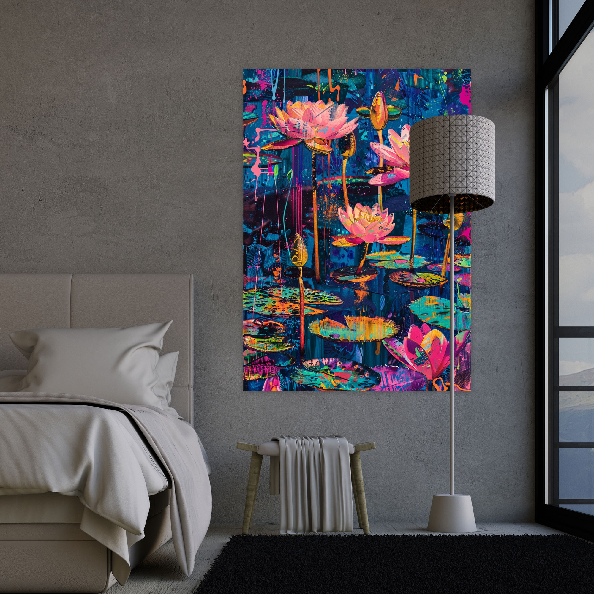 Pop Art Water Lilies Wall Art - Classicism And Popart, Pop Art Water Lilies, Canvas Wall Art, Home Decoration