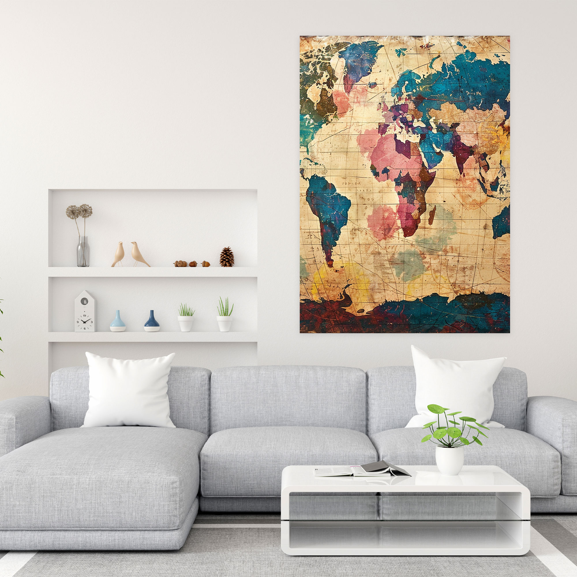 Pop Art Antique Map Canvas Print - Classicism And Popart, Canvas, Canvas Wall Art, Wall Decoration