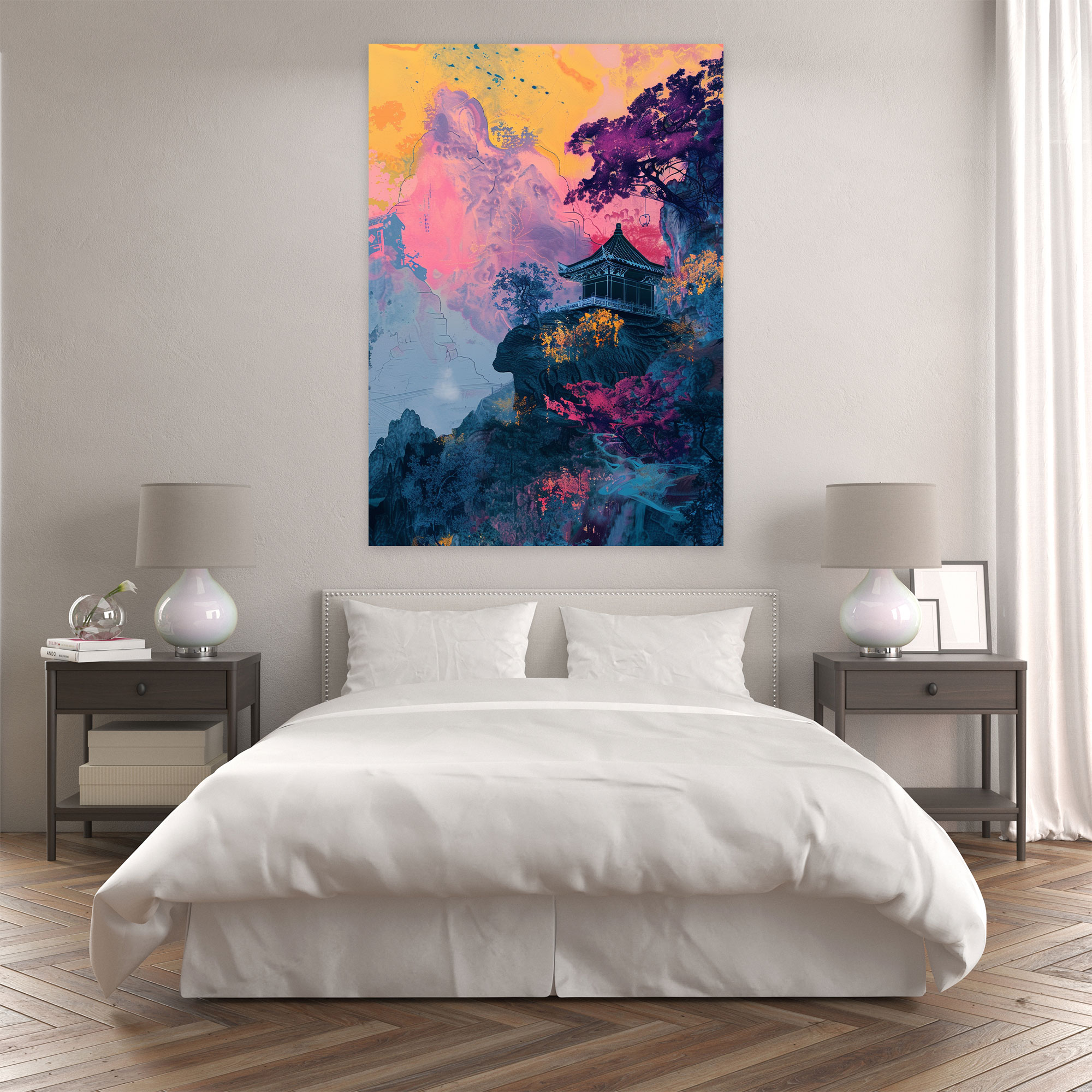 Chinese Landscape Pop Art Canvas Print - Classicism And Popart, Chinese Landscape Pop Art, Canvas Wall Art, Wall Art