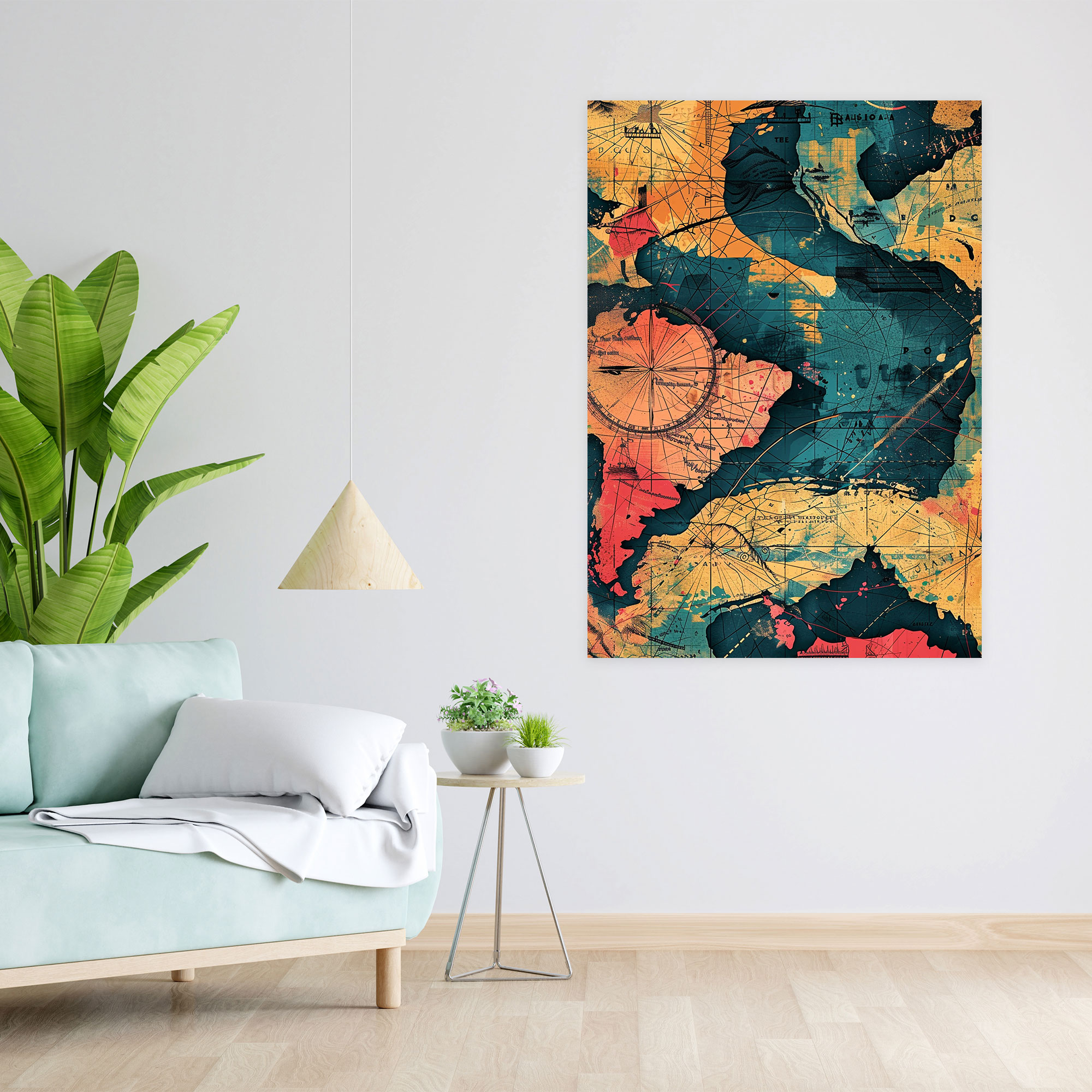 Classic Pop Art Map Canvas Print - Classicism And Popart, Wall Art, Canvas Print, Pop Art