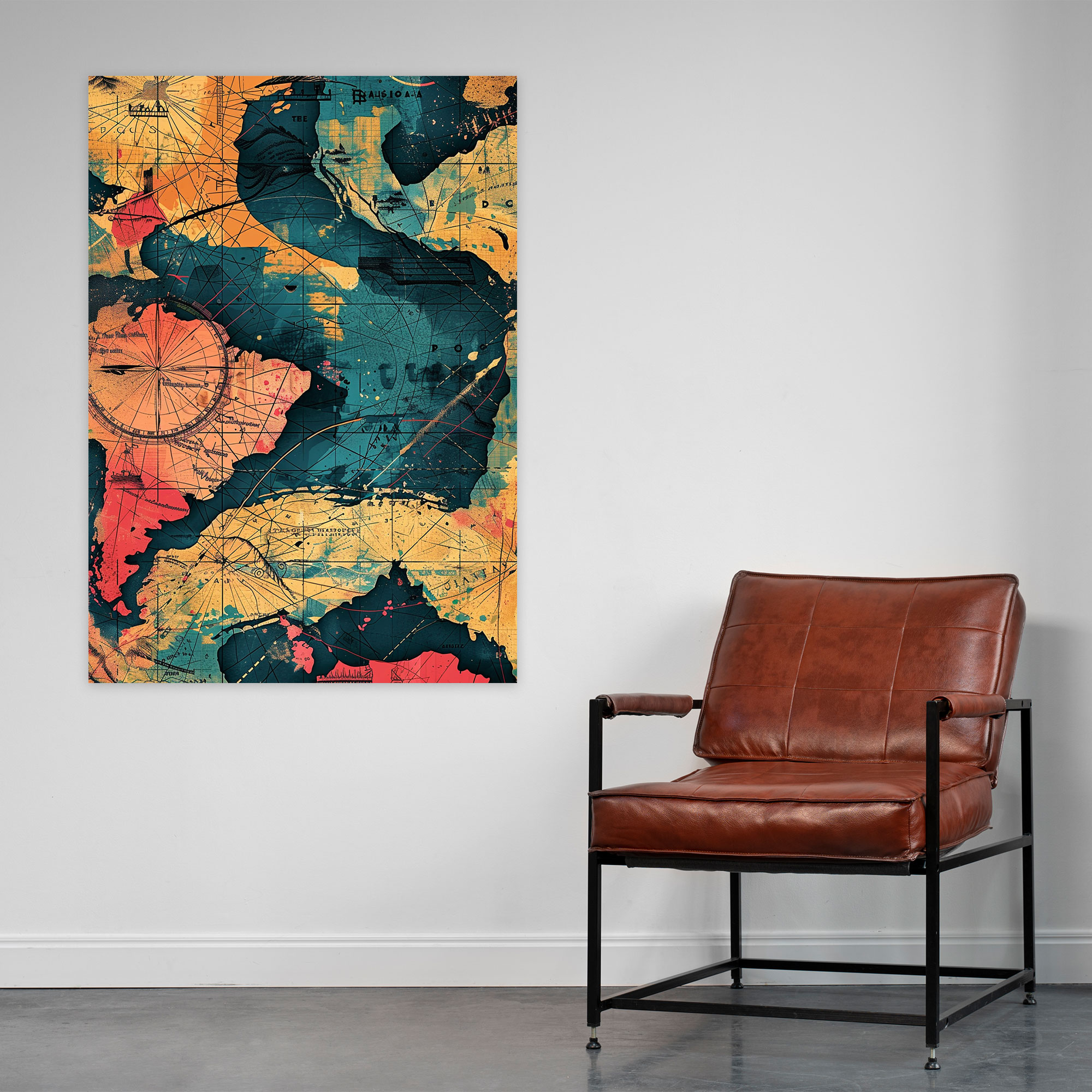 Classic Pop Art Map Canvas Print - Classicism And Popart, Wall Art, Canvas Print, Pop Art
