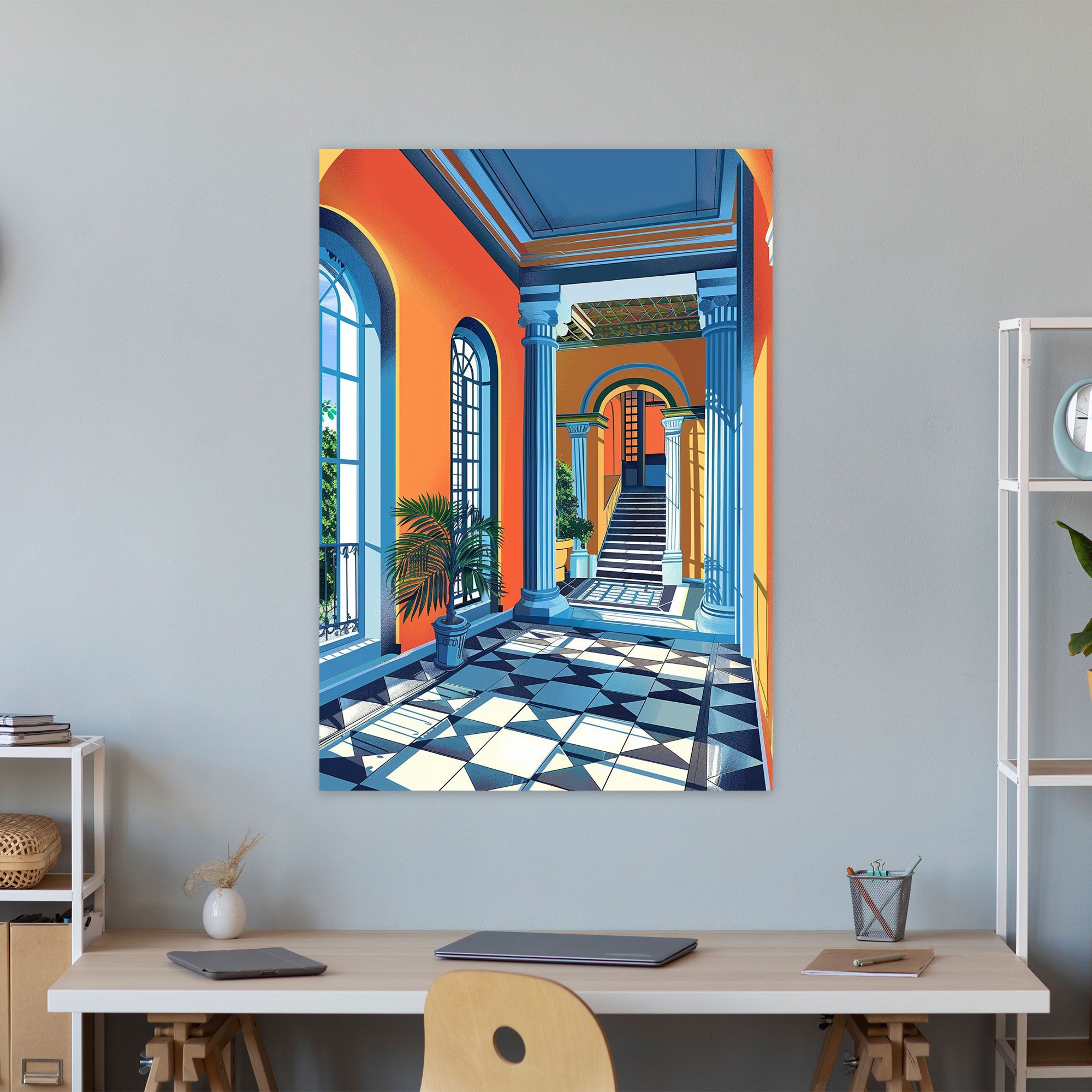 Modern Classic Architecture Pop Art Canvas Print - Classicism And Popart, Modern Classic Architecture Pop Art, Wall Decoration, Wall Art