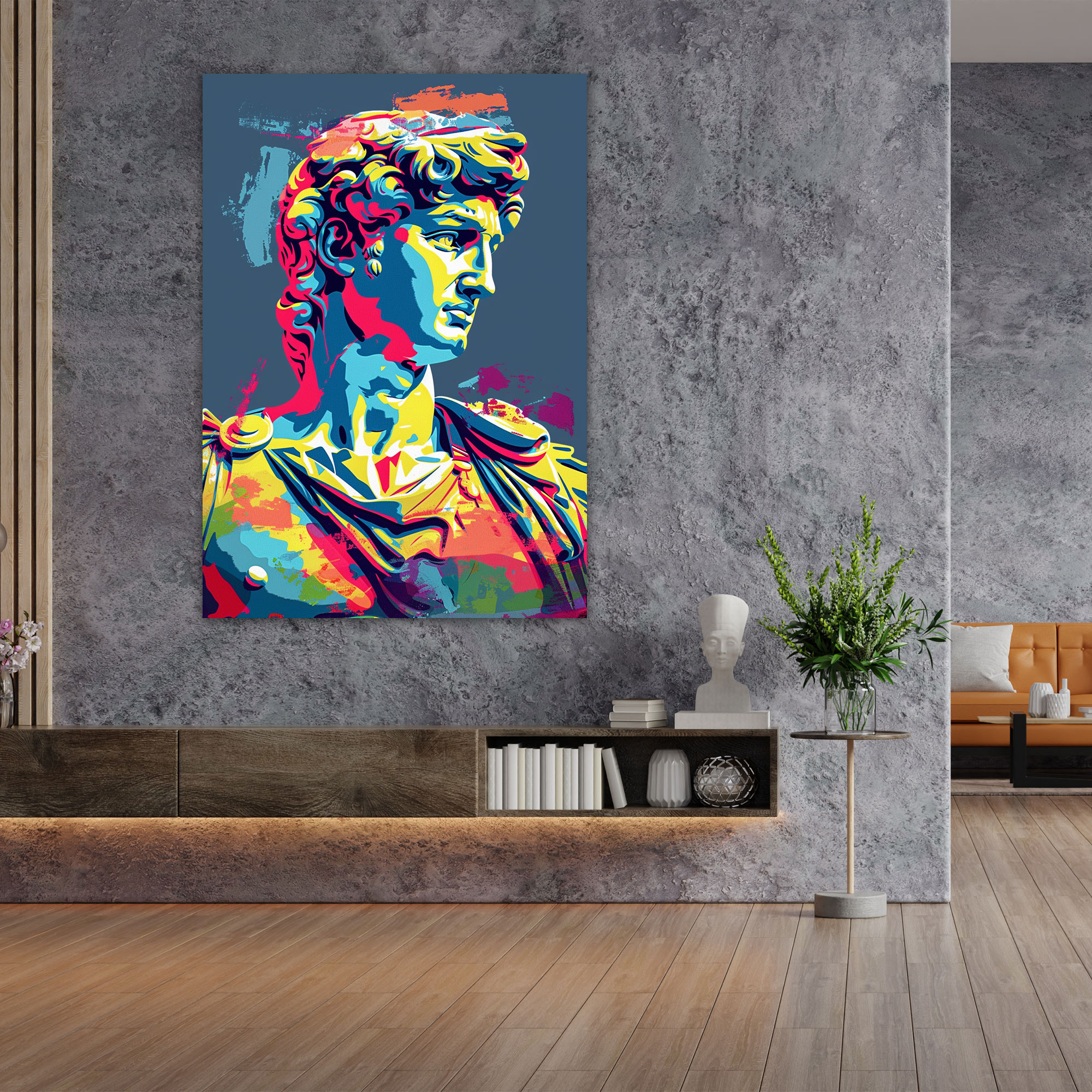 Pop Art Romalı Heykel Kanvas Tablo - Klasizm ve Pop Art Duvar Dekorasyonu