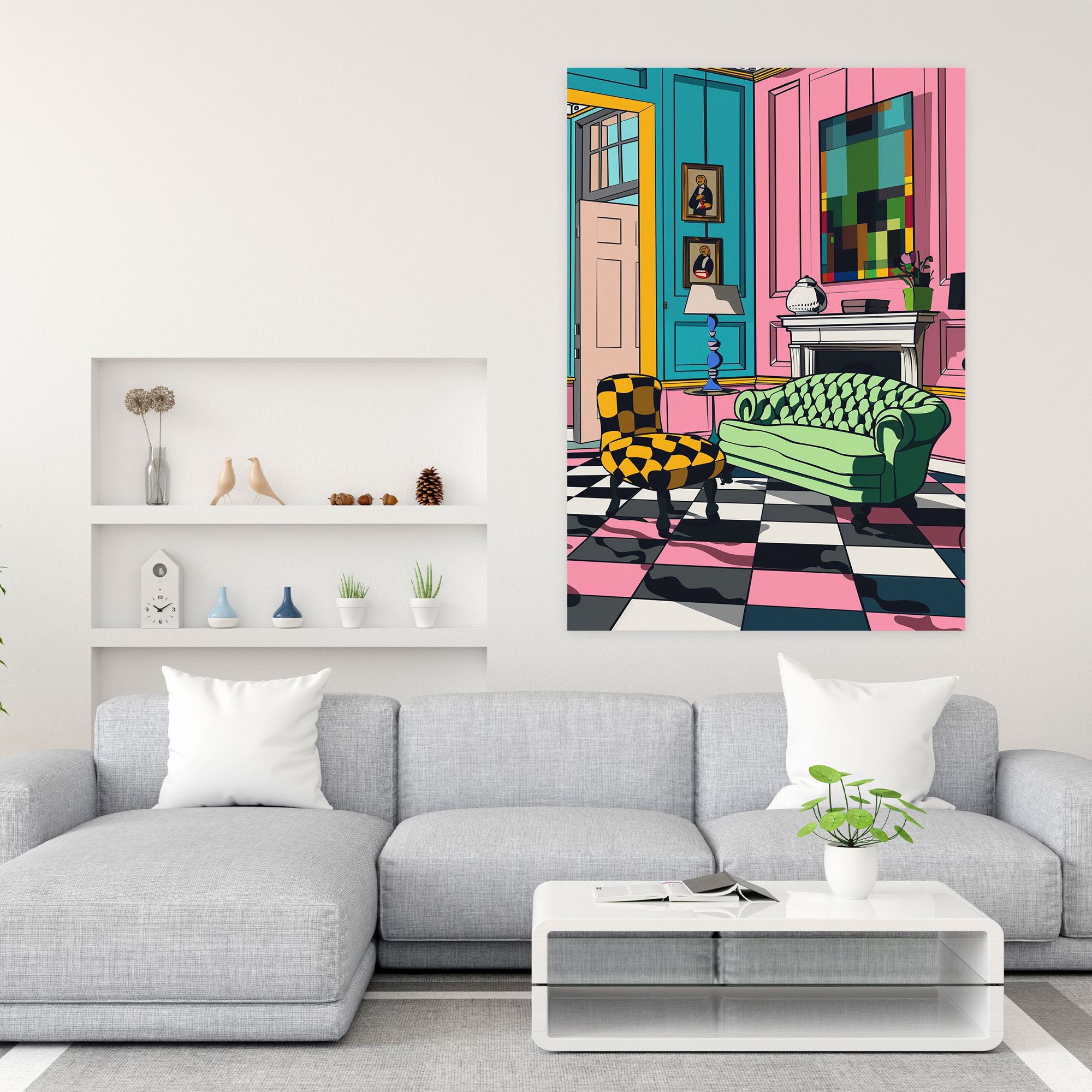 Pop Art Museum Canvas Print - Classicism And Popart, Wall Art, Museum Scene, Home Decoration