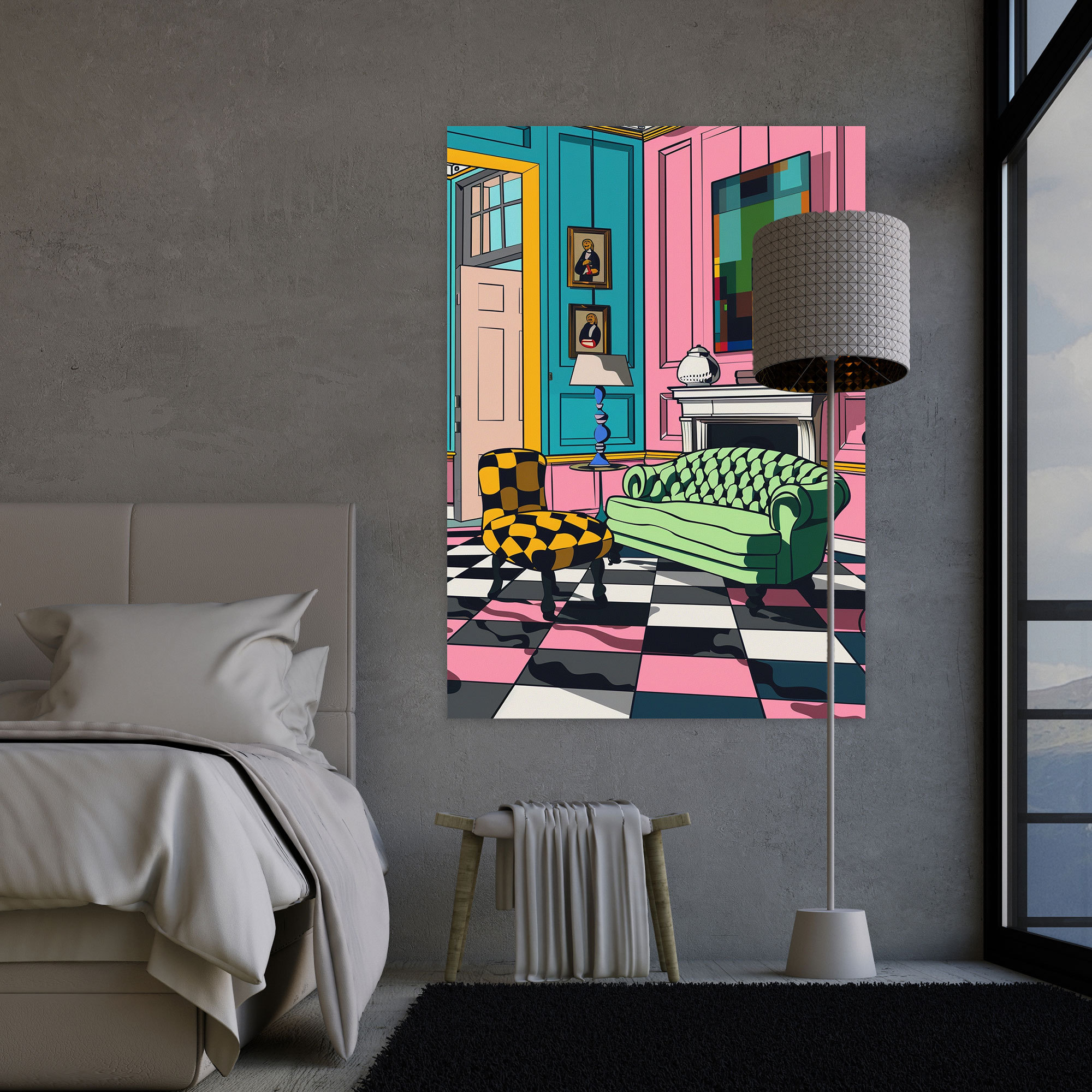 Pop Art Museum Canvas Print - Classicism And Popart, Wall Art, Museum Scene, Home Decoration