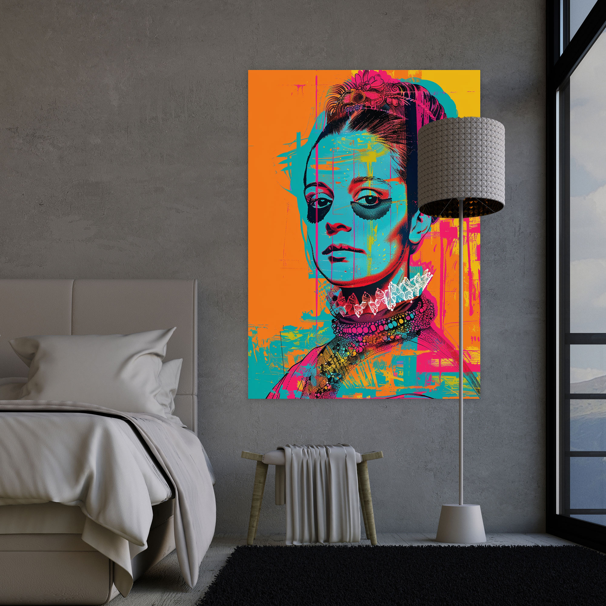 Pop Art Renaissance Portrait Canvas Print - Classicism And Popart, Canvas Print, Canvas Wall Art, Classicism Meets Pop Art