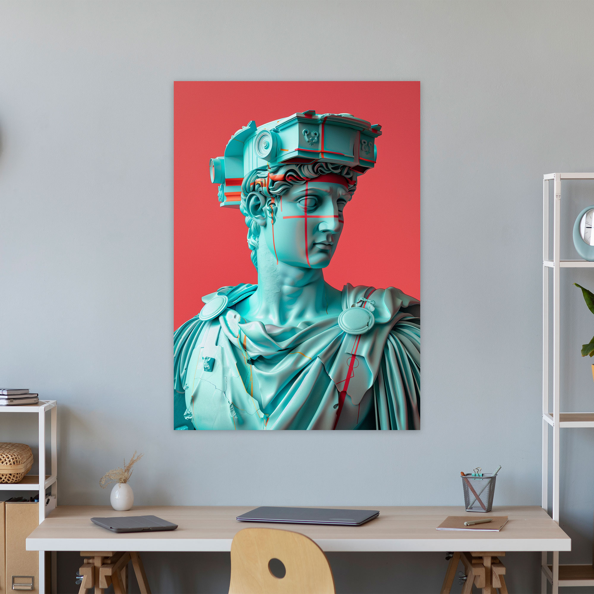 Futuristic Roman Robots Canvas Print - Classicism And Popart, Canvas Wall Art, Canvas, Wall Decoration