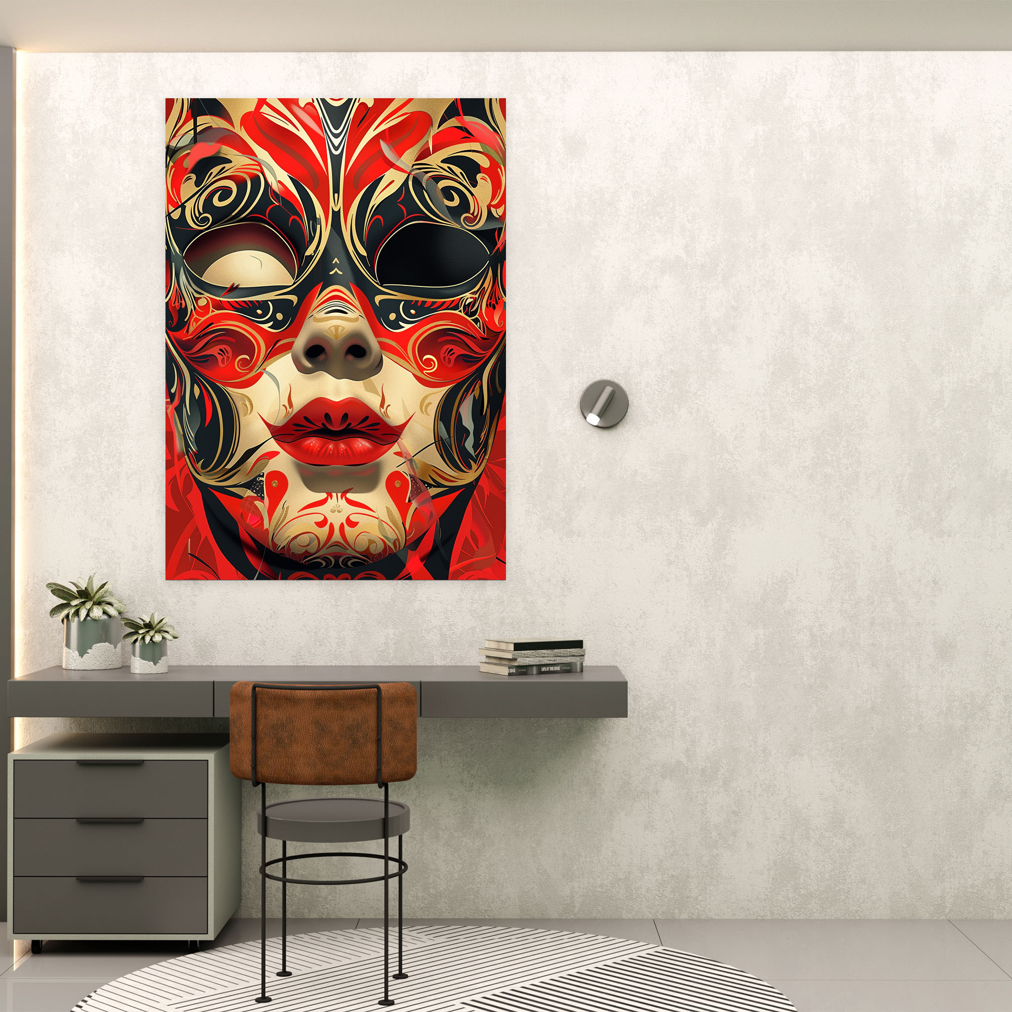 Graphic Venetian Mask Canvas Print - Classicism And Popart, Canvas Wall Art, Wall Art, Wall Decoration