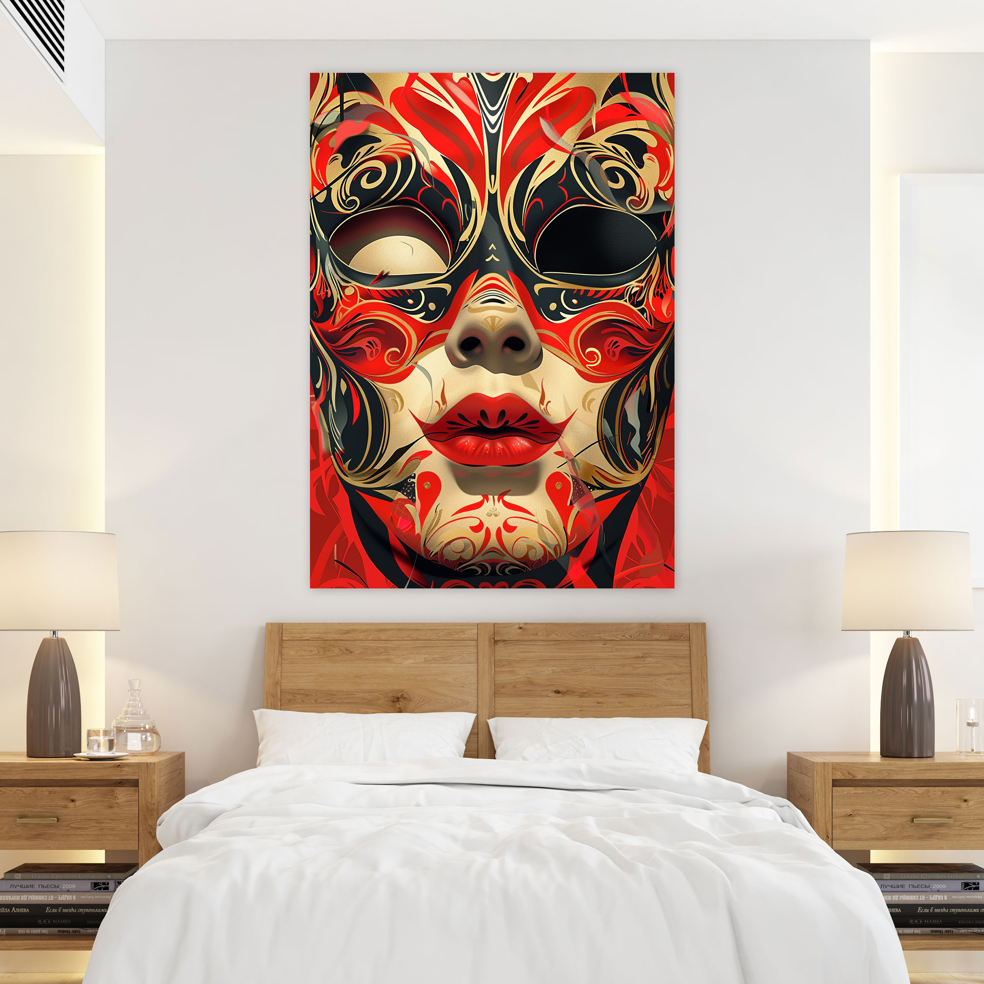 Graphic Venetian Mask Canvas Print - Classicism And Popart, Canvas Wall Art, Wall Art, Wall Decoration