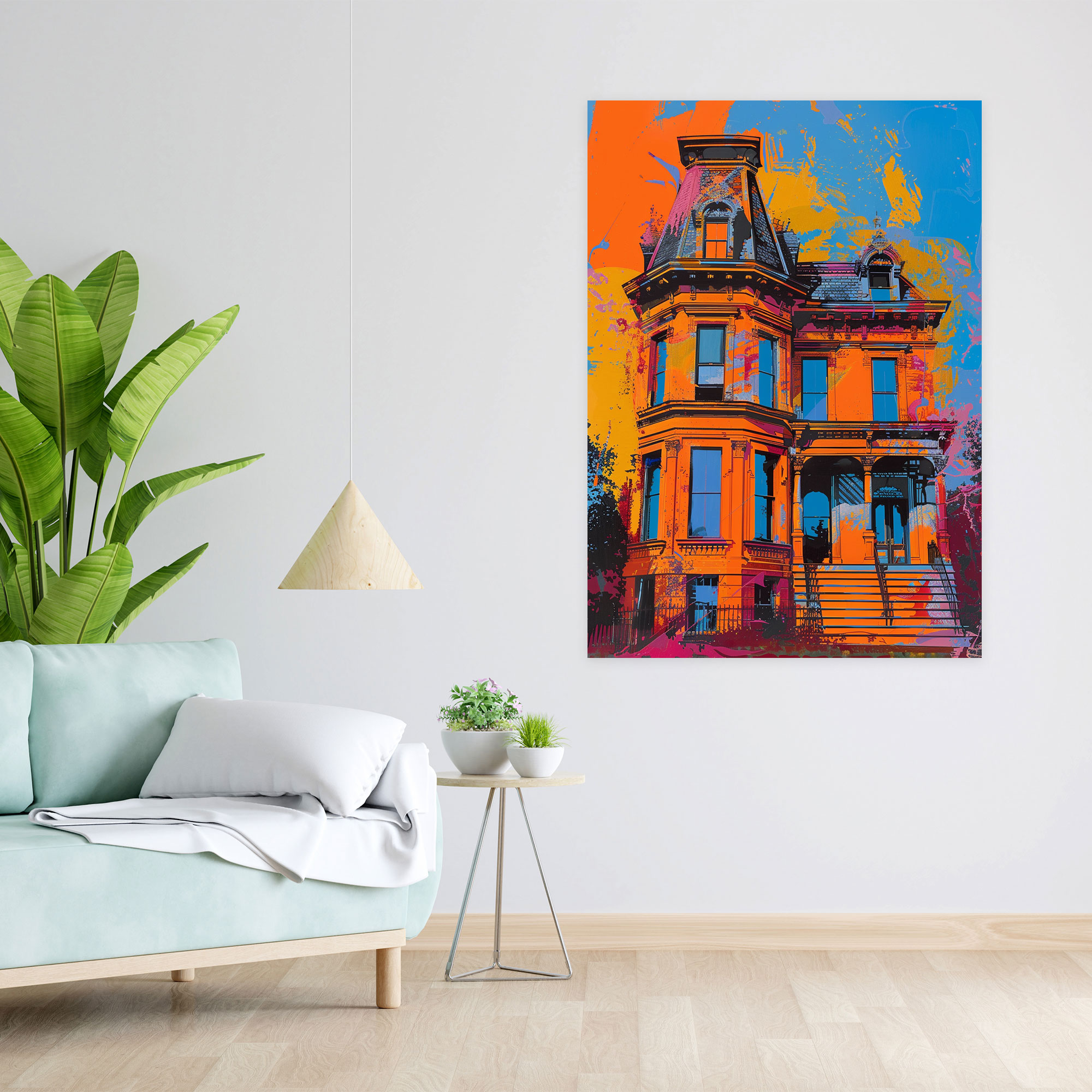 Vibrant Victorian Architecture Canvas Print - Classicism And Popart, Canvas Print, Home Decoration, Wall Decoration