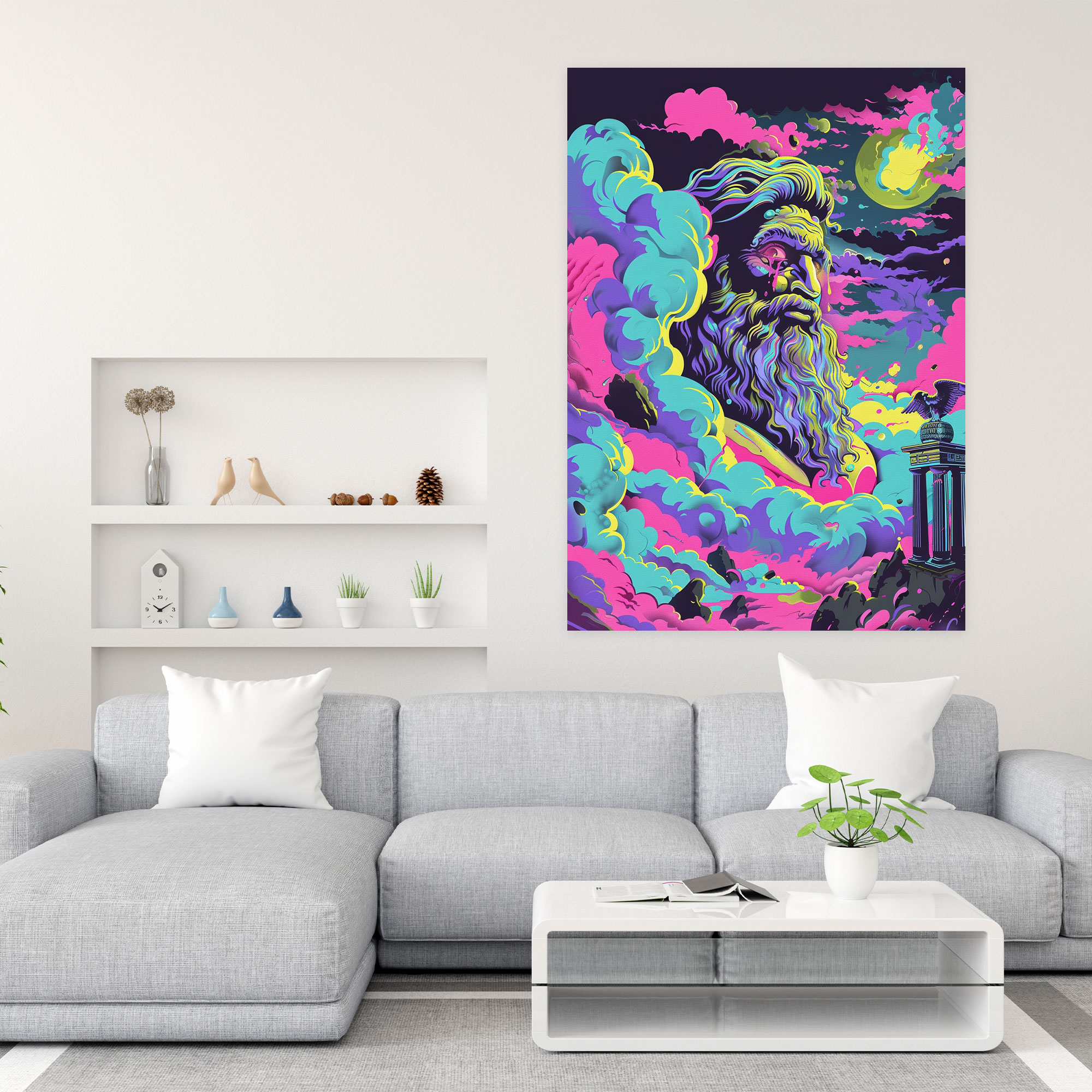 Neon Greek Mythology Canvas Print - Classicism And Popart, Wall Decoration, Canvas Print, Neon Greek Mythology Canvas Print