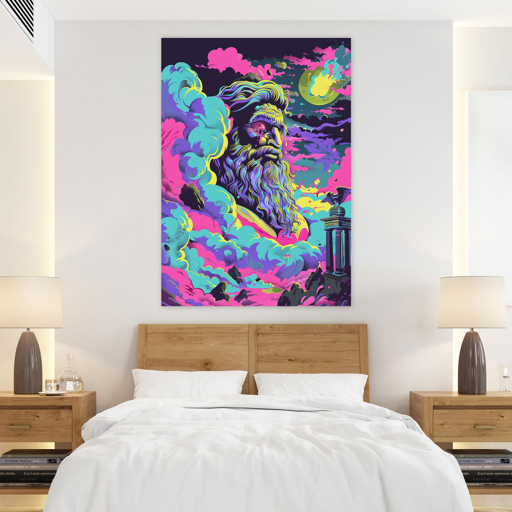 Neon Greek Mythology Canvas Print - Classicism And Popart, Wall Decoration, Canvas Print, Neon Greek Mythology Canvas Print