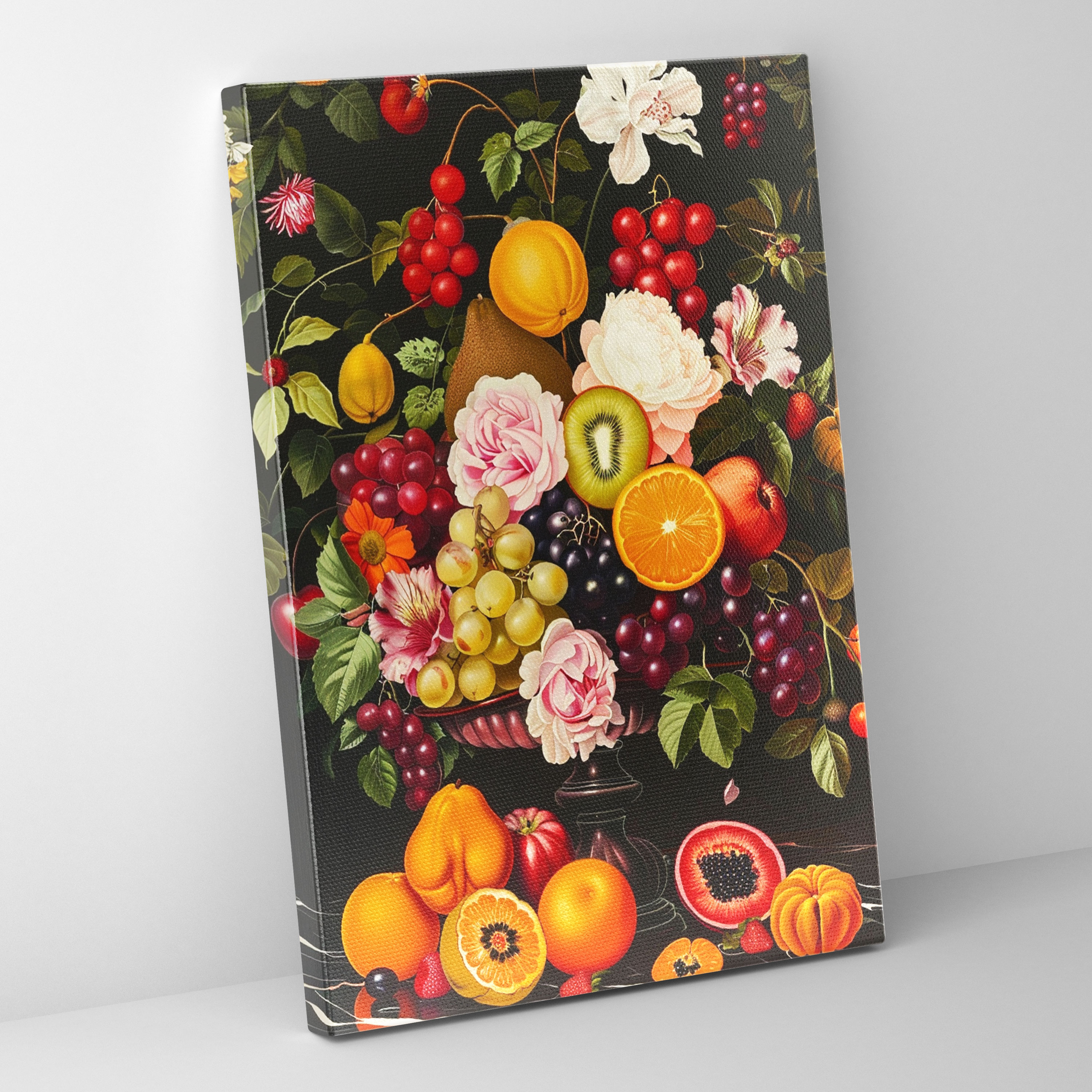 Pop Art Still Life Fruits And Flowers Wall Decoration - Classicism And Popart, Canvas, Canvas Wall Art, Home Decoration