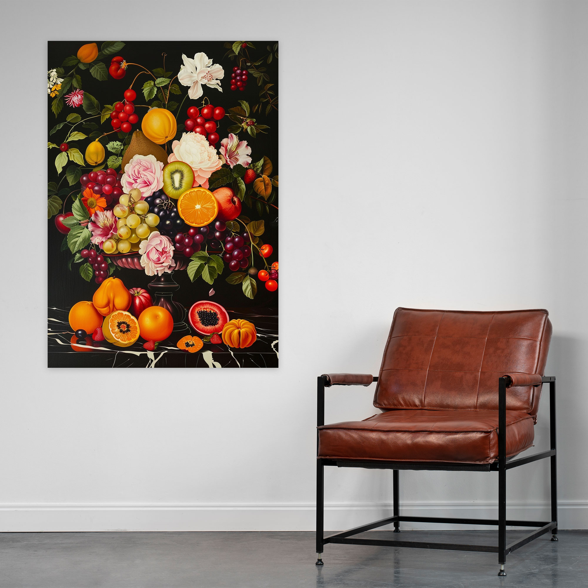 Pop Art Still Life Fruits And Flowers Wall Decoration - Classicism And Popart, Canvas, Canvas Wall Art, Home Decoration