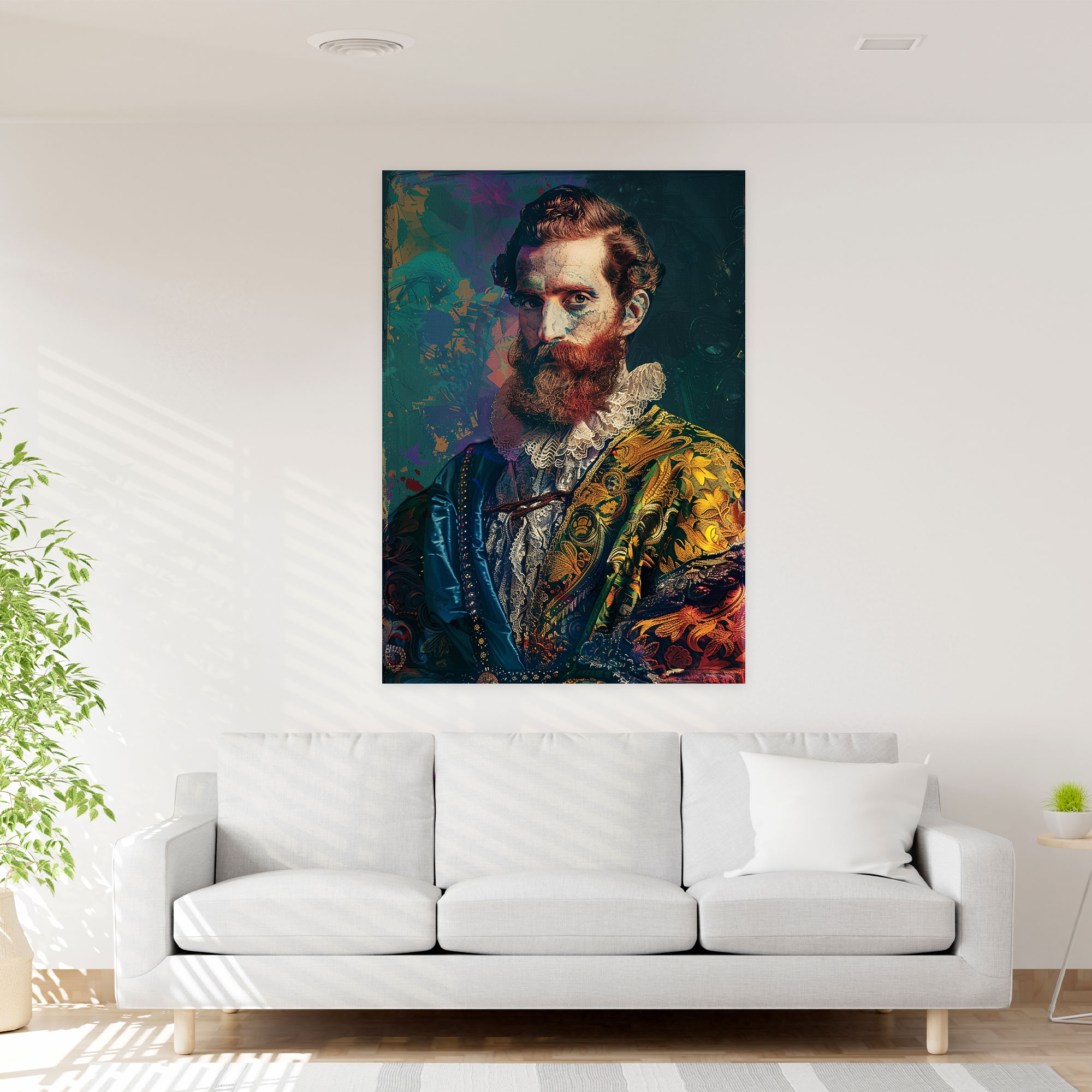 Pop Art Nobleman Renaissance Portrait Canvas Print - Classicism And Popart, Wall Decoration, Combine Classicism With Pop Art, Wall Art