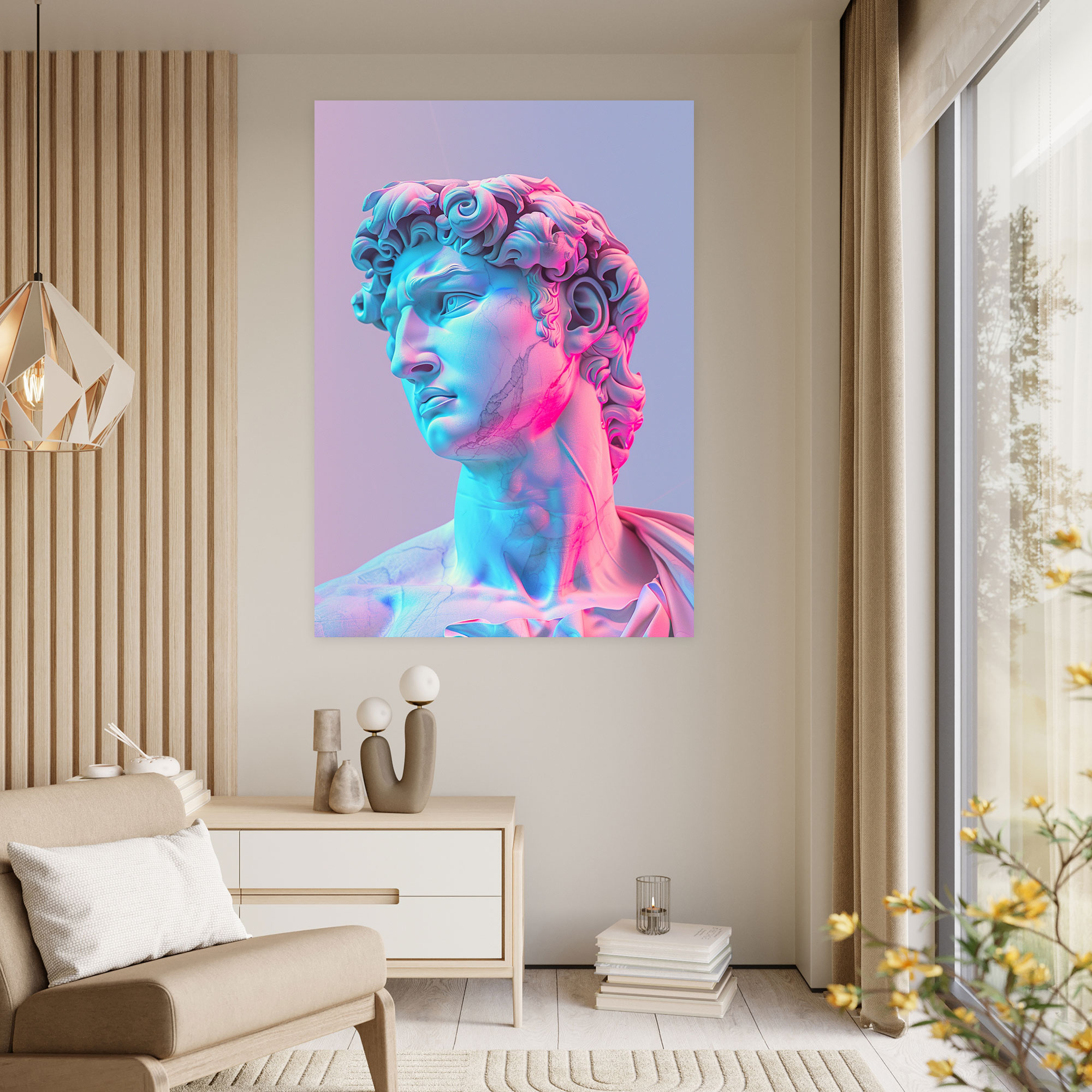 Neon Pop Art Roman Sculpture Wall Decoration - Classicism And Popart, Wall Decoration, Wall Art, Canvas Wall Art