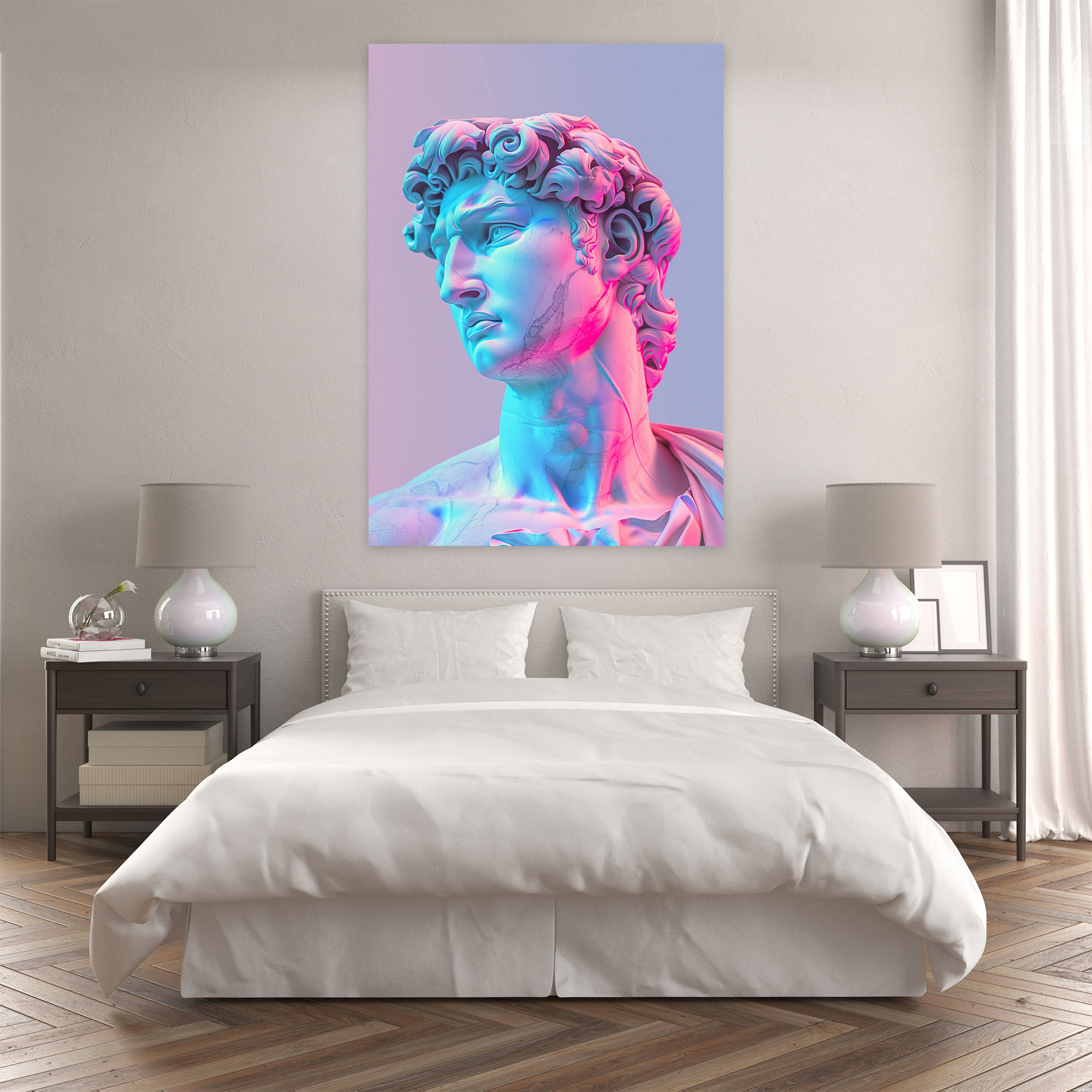 Neon Pop Art Roman Sculpture Wall Decoration - Classicism And Popart, Wall Decoration, Wall Art, Canvas Wall Art