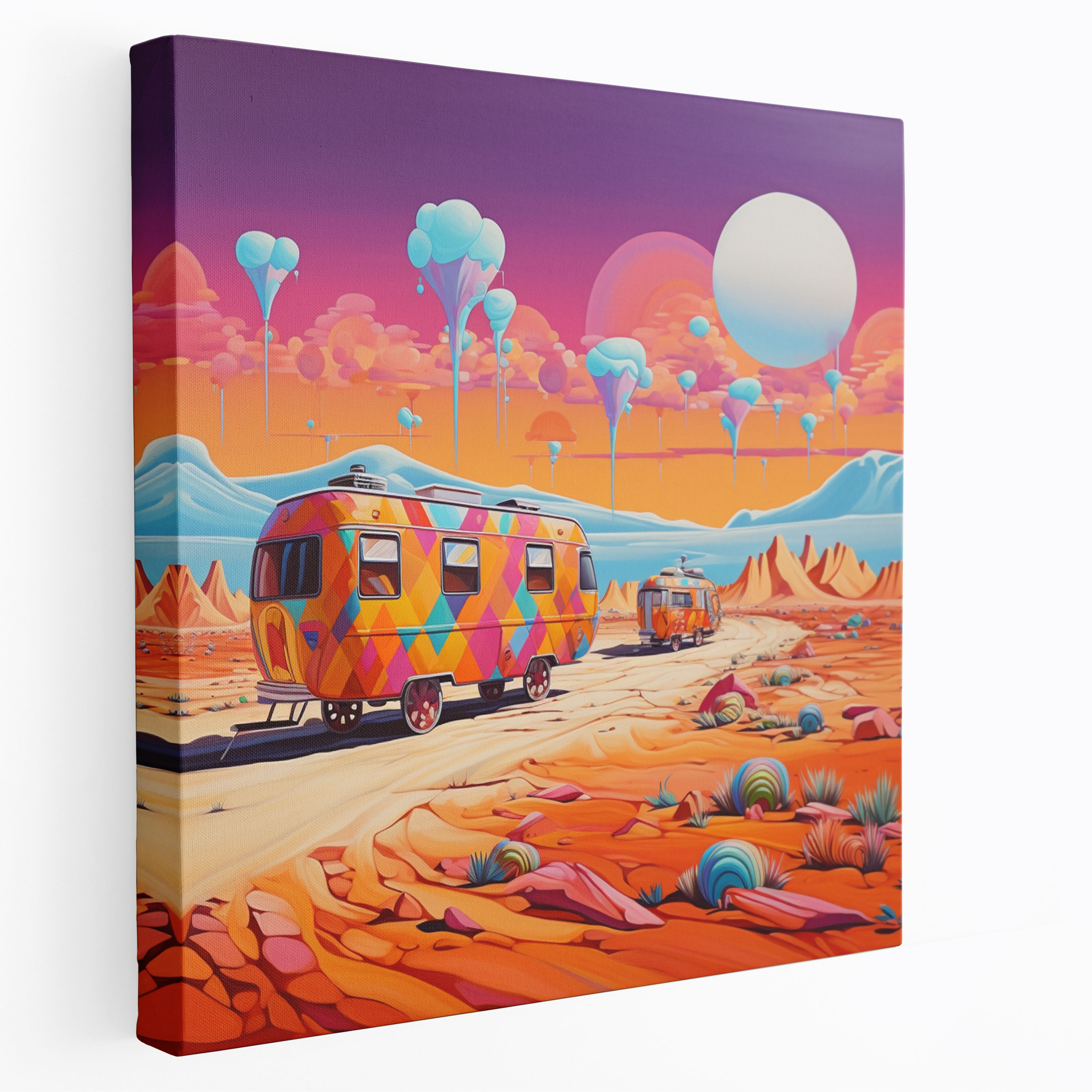 Caravan Canvas Print - Colorful Caravans In The Desert - Caravan, Freedom, Wall Decoration, Canvas Print