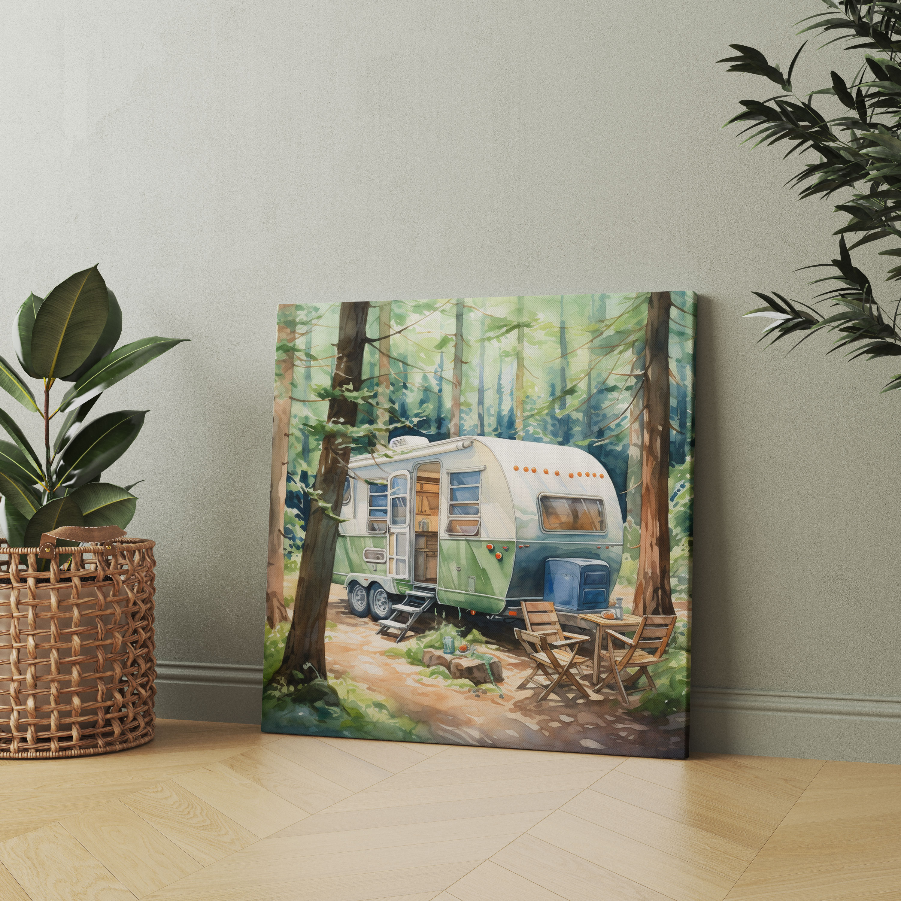 Caravan Wall Art - Serene Caravan Campsite In The Woods - Caravan, Home Decoration, Caravan Campsite, Caravan