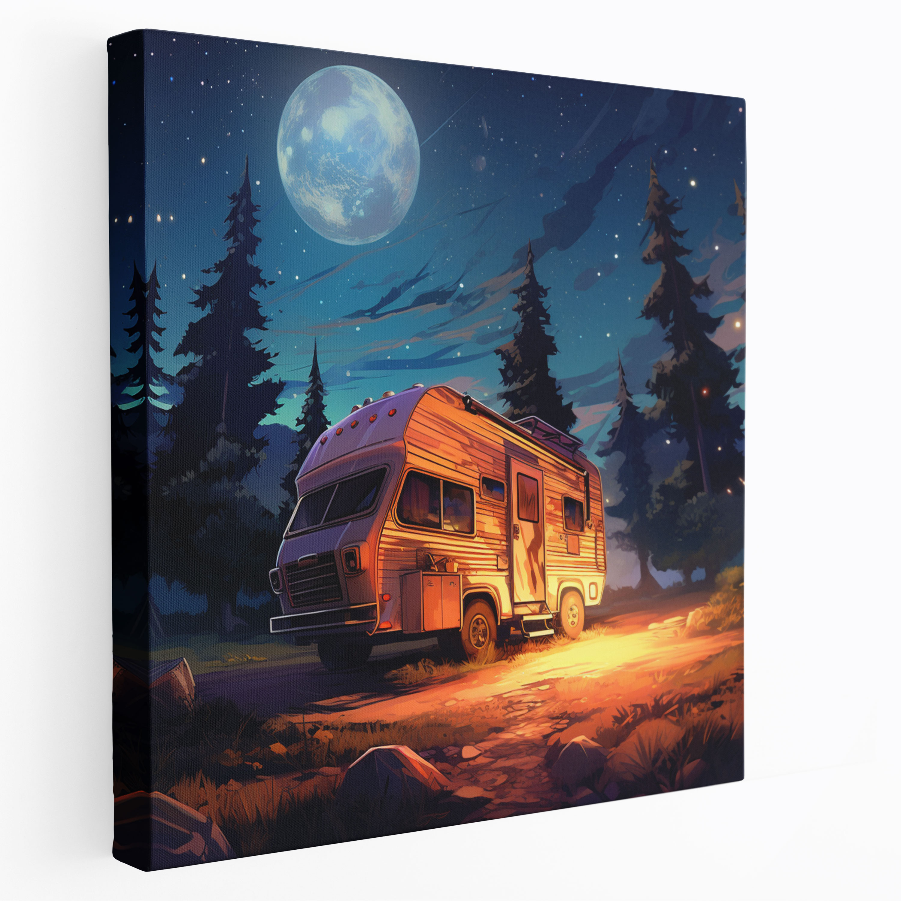 Caravan Canvas Print - Starry Night Adventure - Caravan, Starry Night Sky, Caravan, Awe