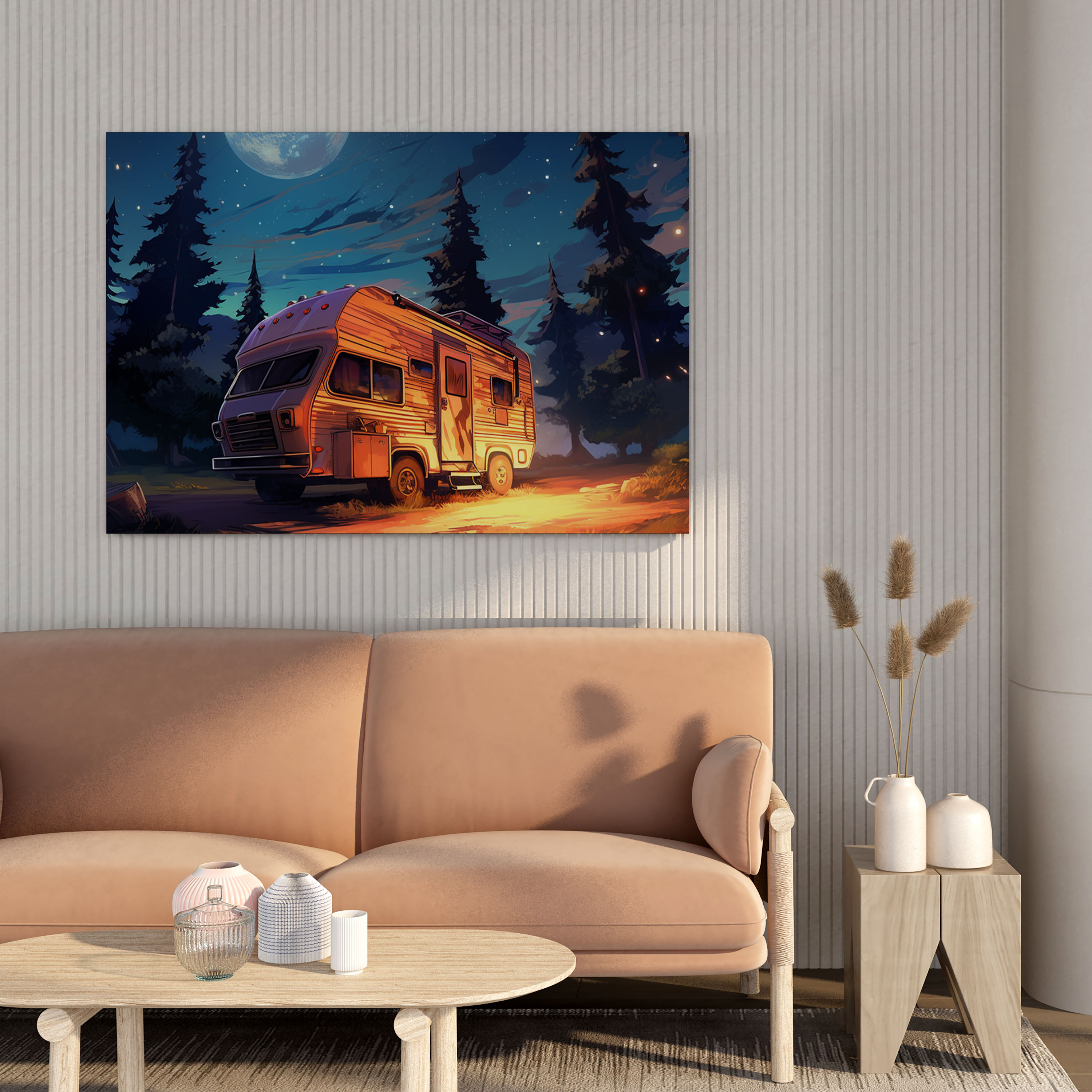 Caravan Canvas Print - Starry Night Adventure - Caravan, Starry Night Sky, Caravan, Awe