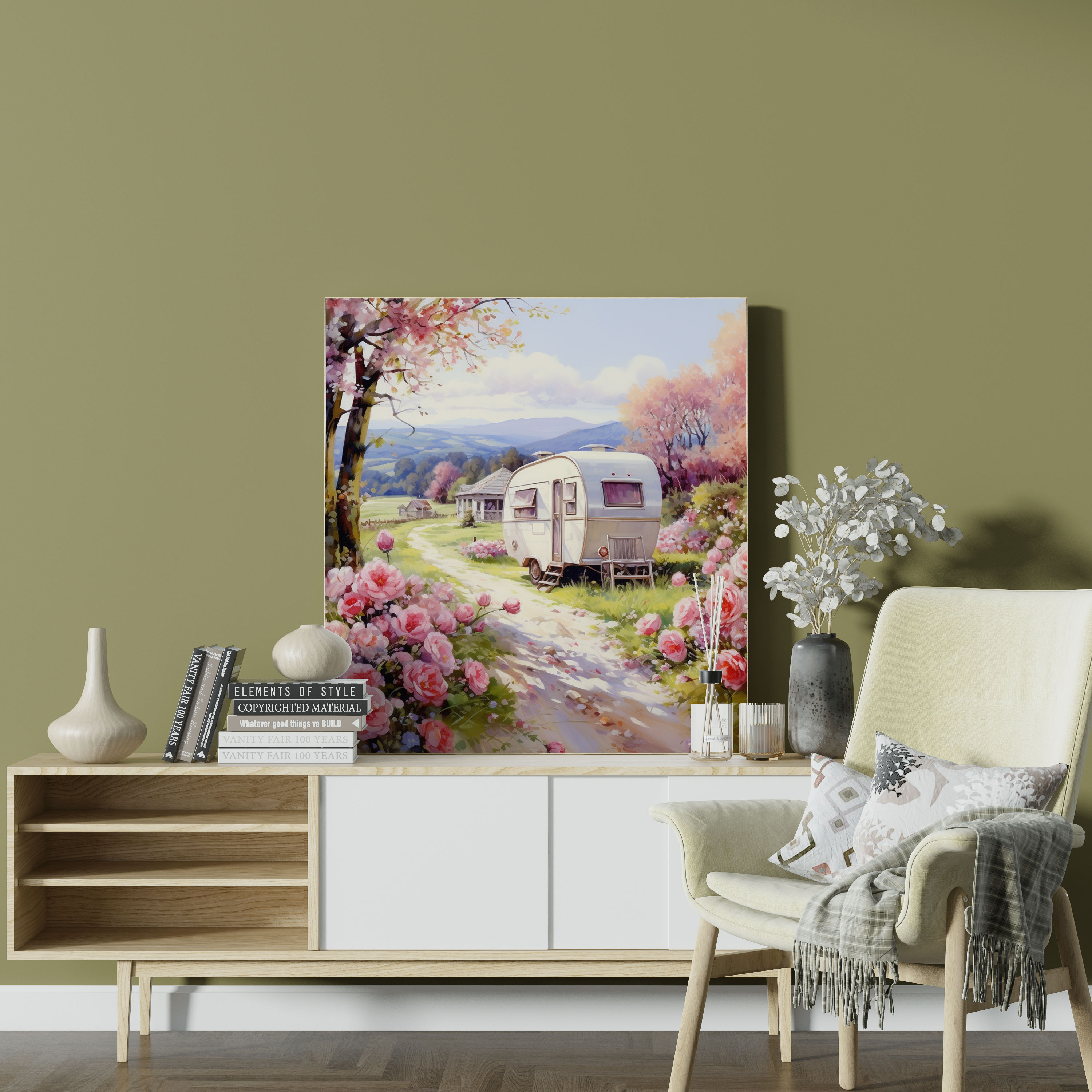 Caravan Wall Art - Countryside Serenade - Caravan, Picturesque Countryside, Home Decoration, Canvas