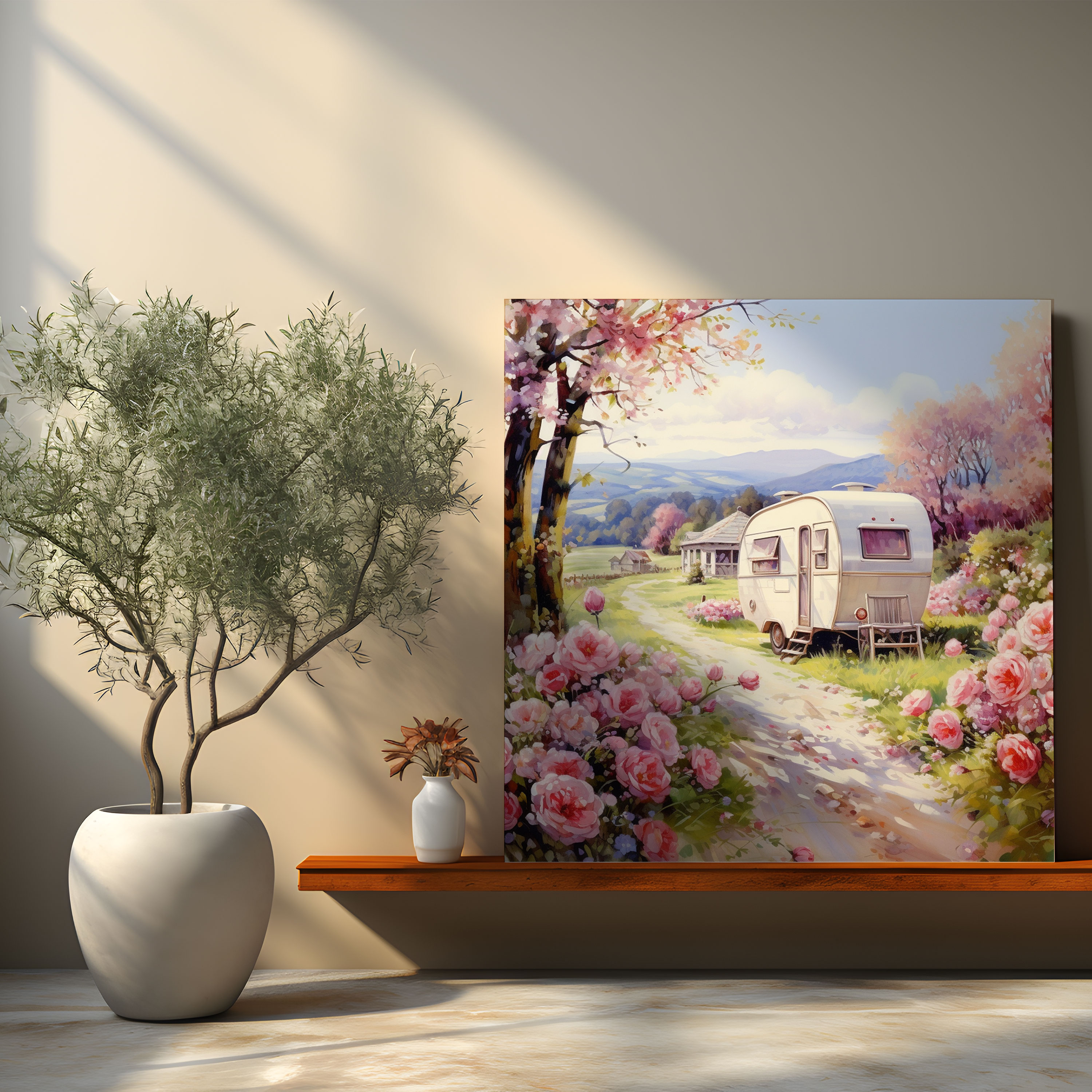 Caravan Wall Art - Countryside Serenade - Caravan, Picturesque Countryside, Home Decoration, Canvas