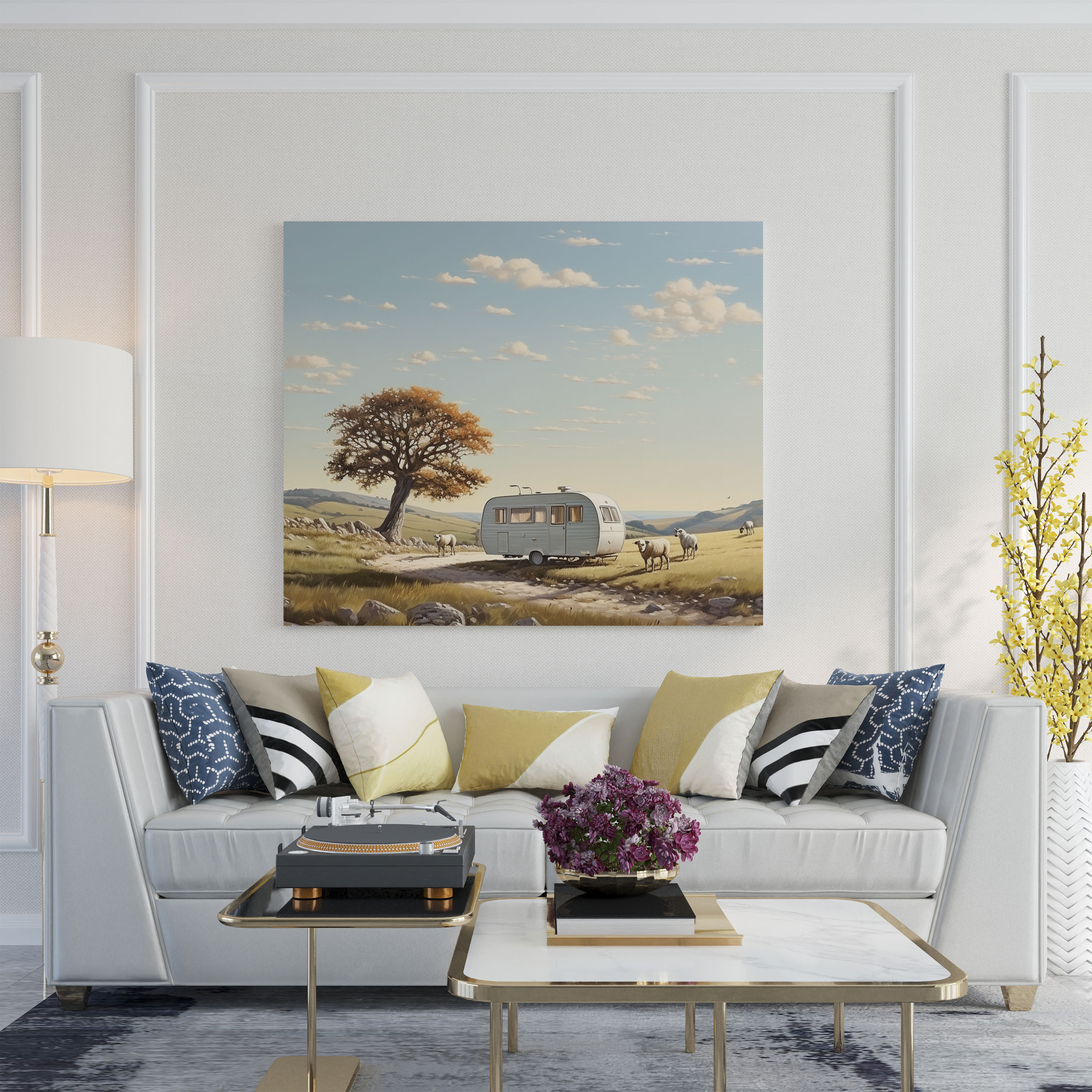 Caravan Canvas Print - Serene Countryside Wall Art - Caravan, Canvas, Wall Art, Home Decoration